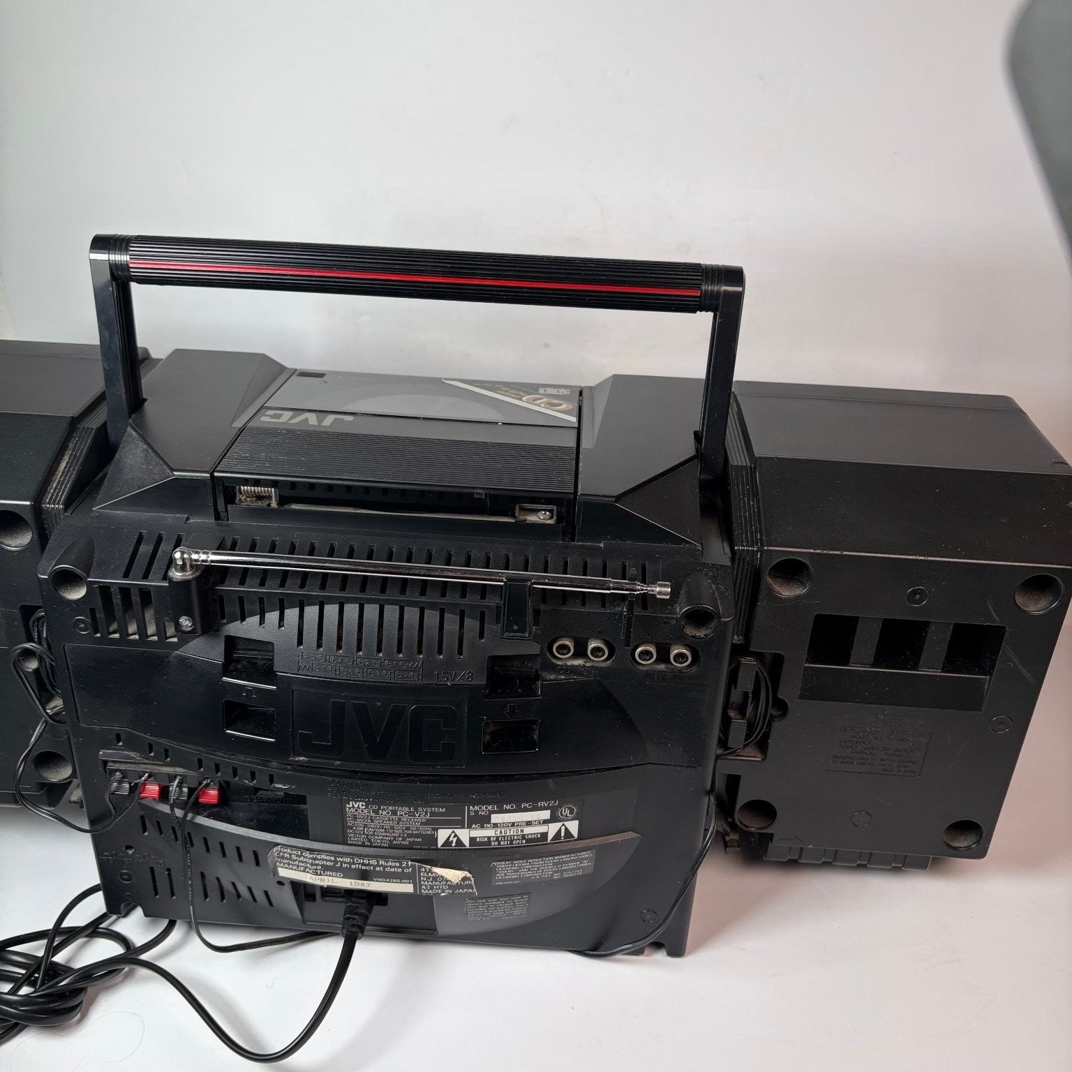 JVC PC-V2 Portable CD Cassette Boombox Radio Cassette Player Works No CD