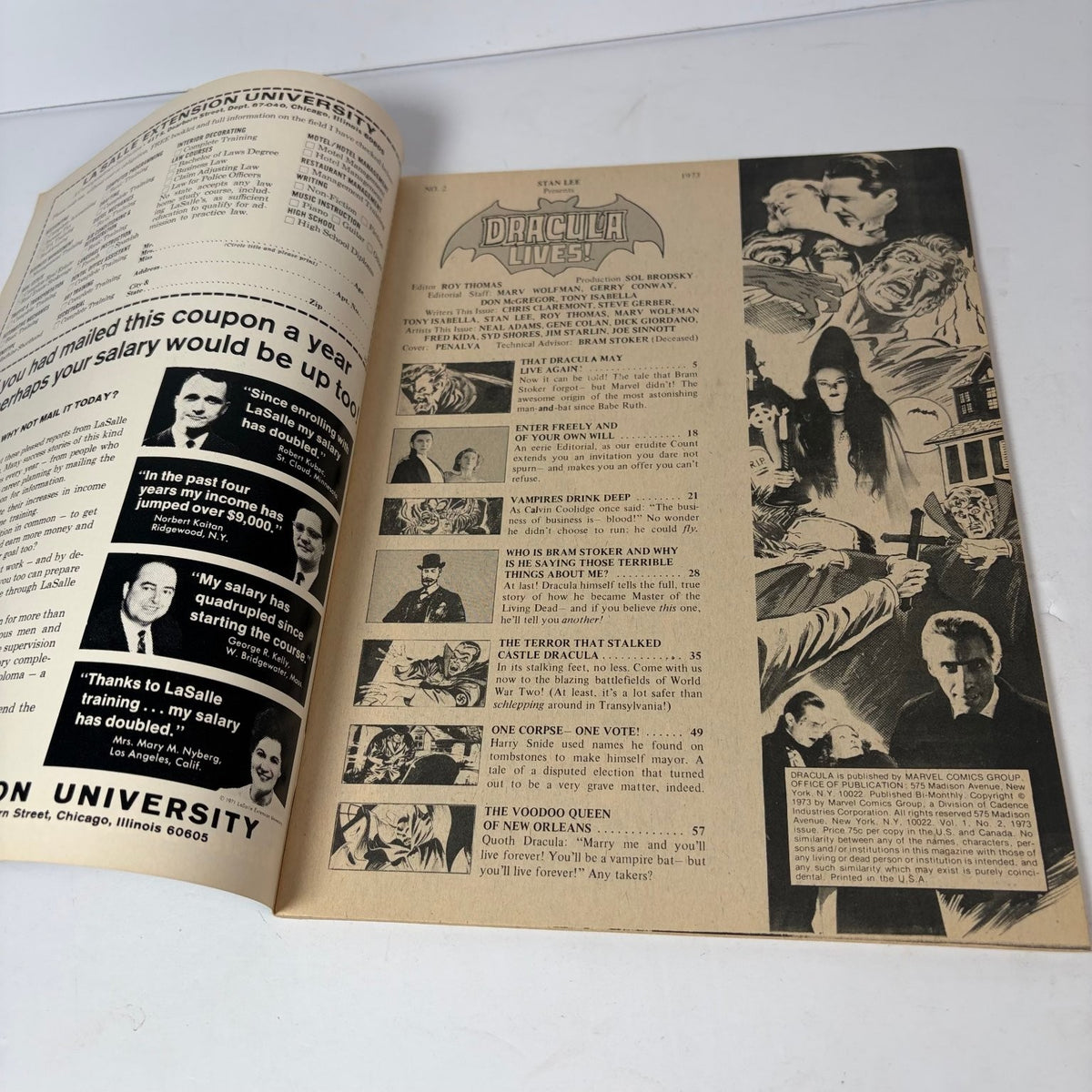 Dracula Lives Magazine No. 2 1973 Birth of Count Dracula Vampire Horror