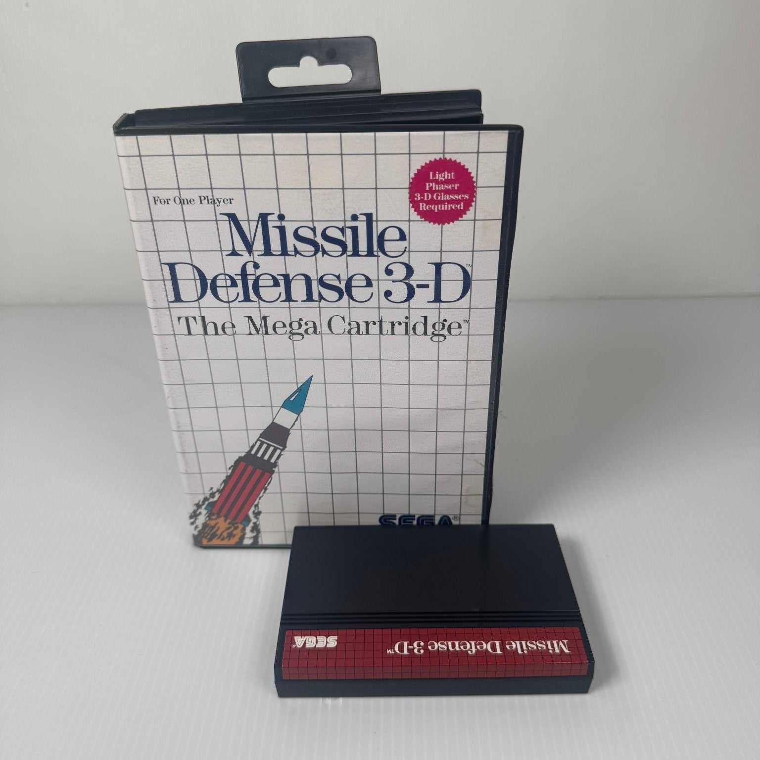 Missile Defense 3-D Sega Master System Video Game Game & Case w/ Hangtab