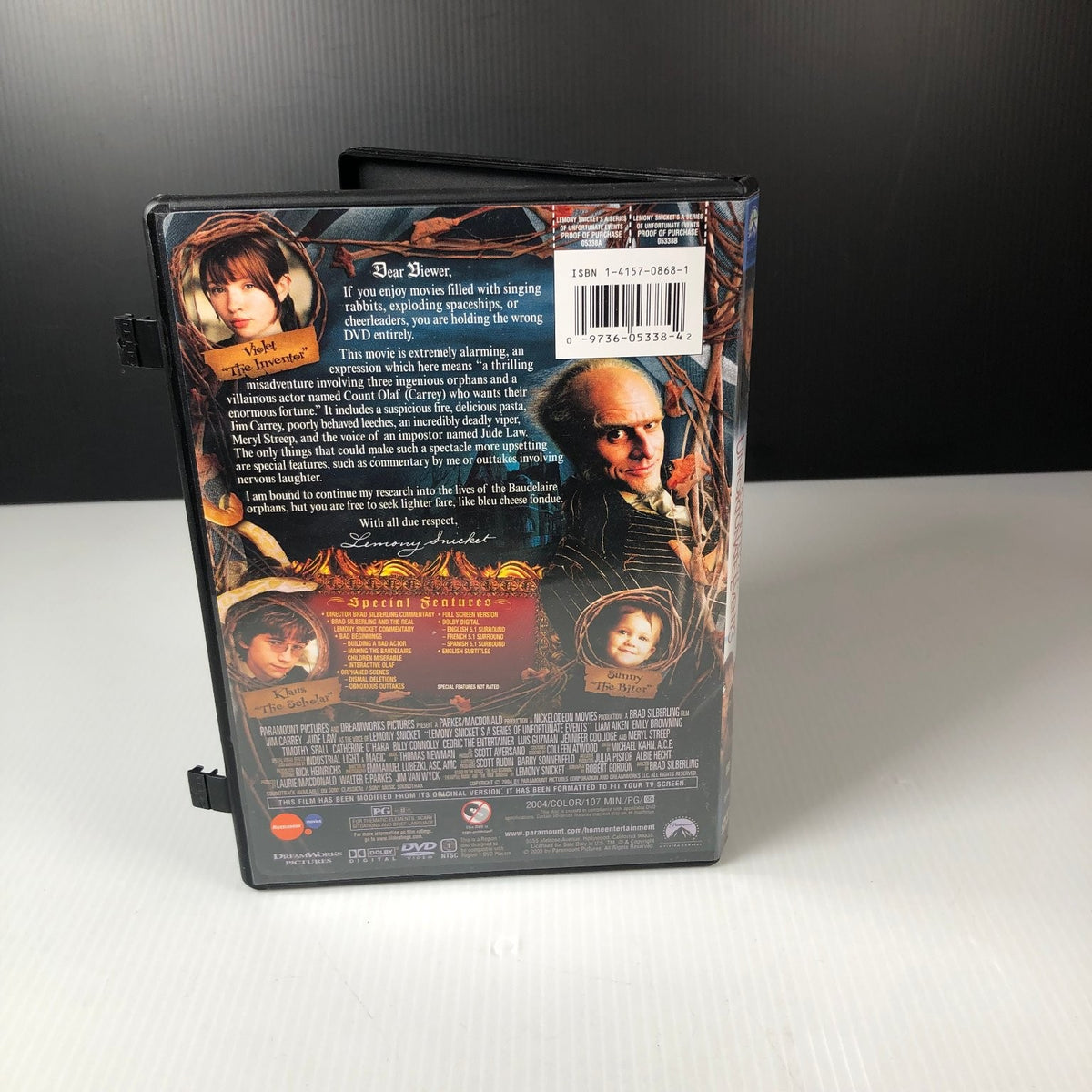 Lemony Snicket's A Series of Unfortunate Events DVD 2004 Jim Carrey