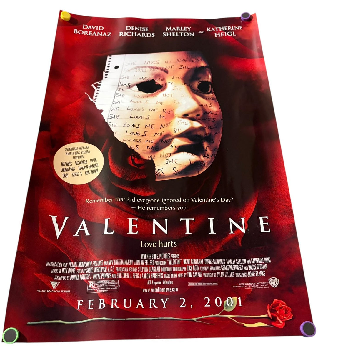 Valentine 2001 Promotional Movie Poster Horror David Boreanaz Katherine Heigl