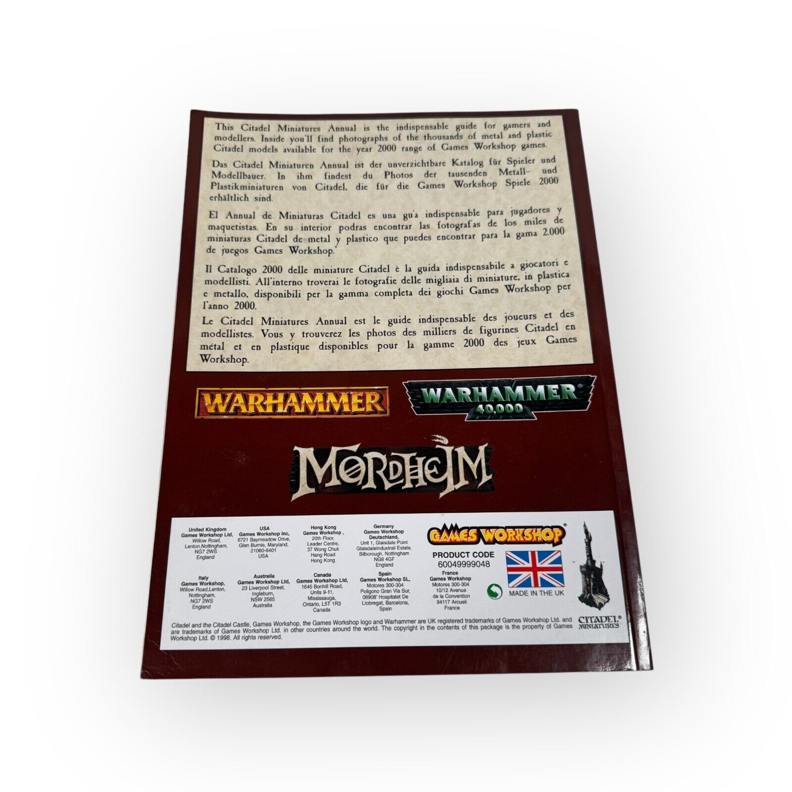 Citadel Miniatures Annual 2000 Games Workshop Warhammer Fantasy 40K Mordheim