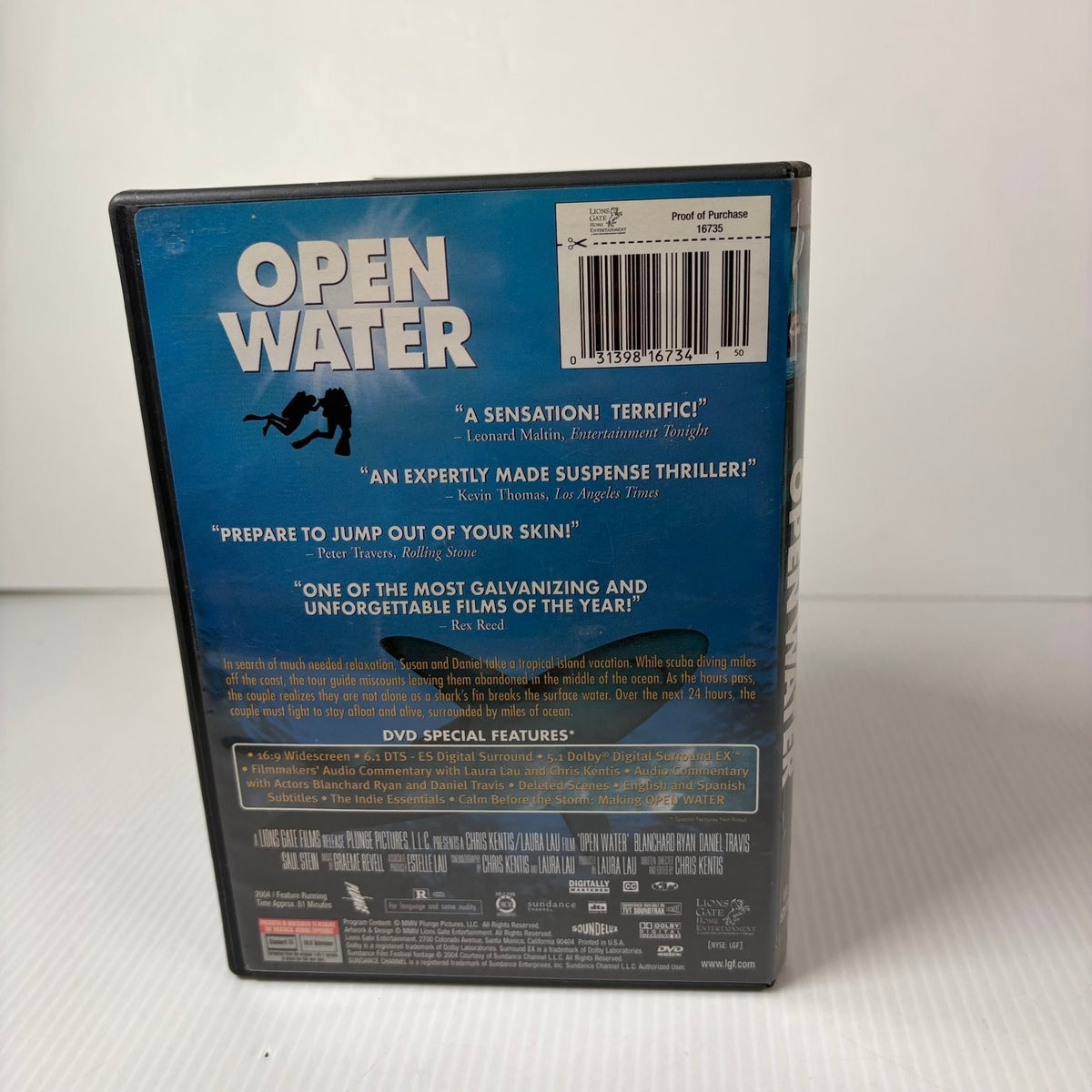 Open Water DVD 2004 Widescreen Blanchard Ryan Daniel Travis DTS Thriller