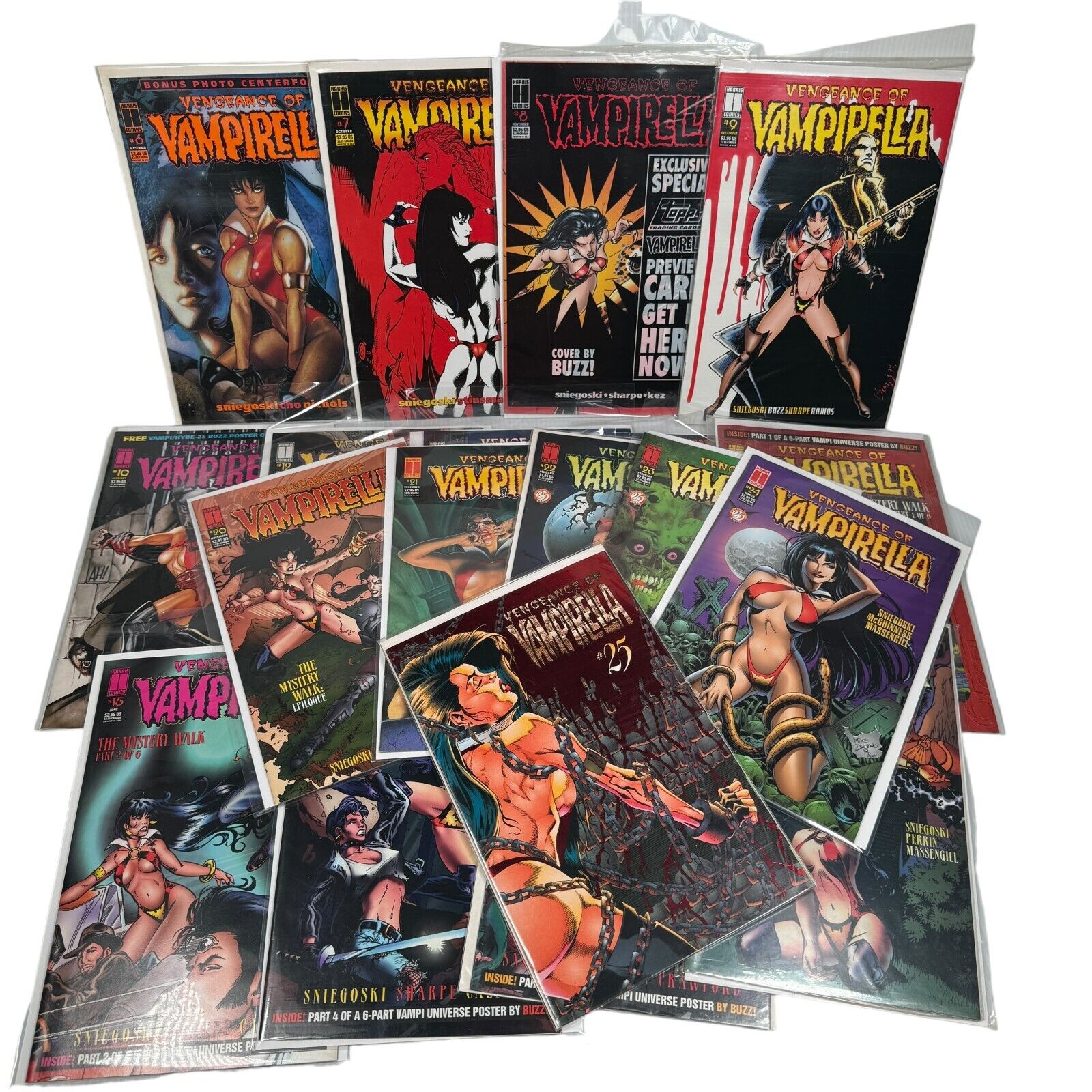 Huge Lot of 19 Vengeance of Vampirella Comics 6-10, 12-15, 17-25 w/ Promo Cards