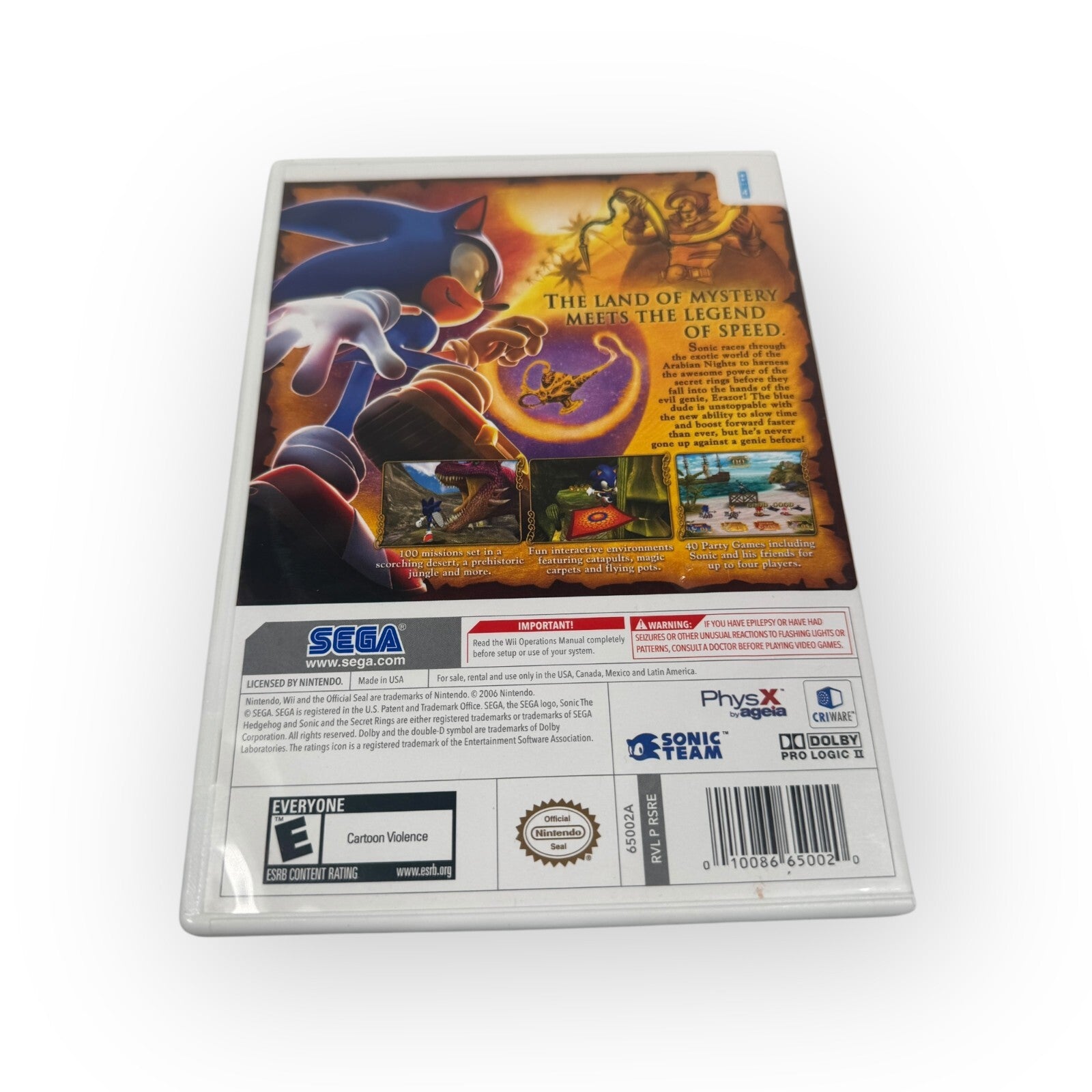Sonic and the Secret Rings (Nintendo Wii, 2007) Action Platformer Game in Case