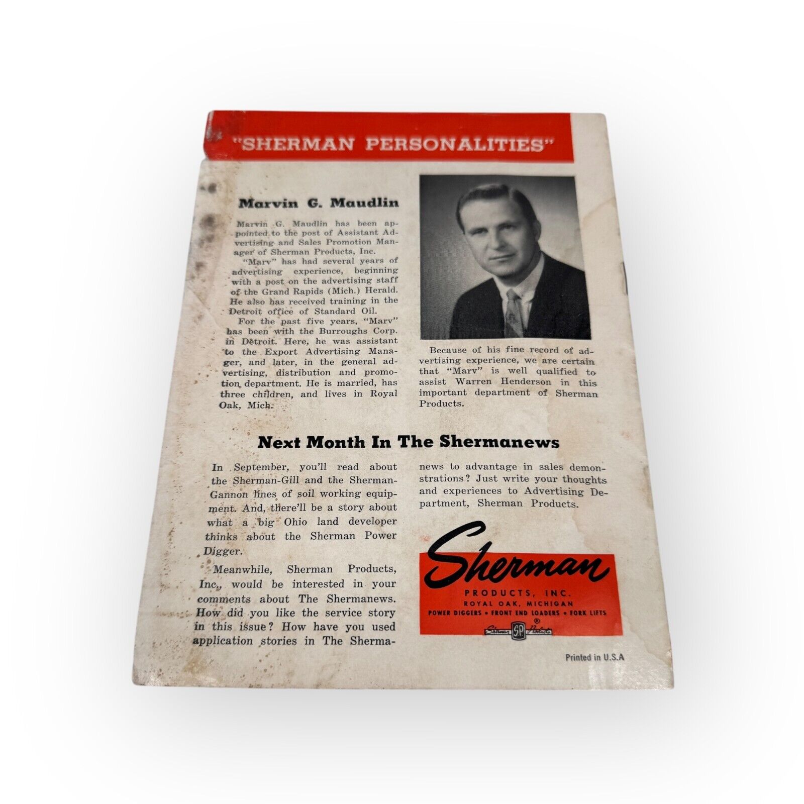 The Shermanews August 1957 Monthly Tractor Spotlight Newsletter by Sherman Inc.