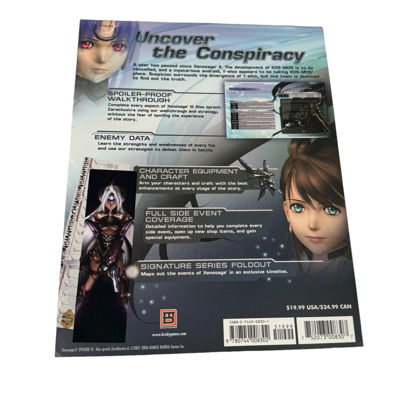 XENOSAGA EPISODE III Strategy Guide Book Bradygames 2006 w/ Poster