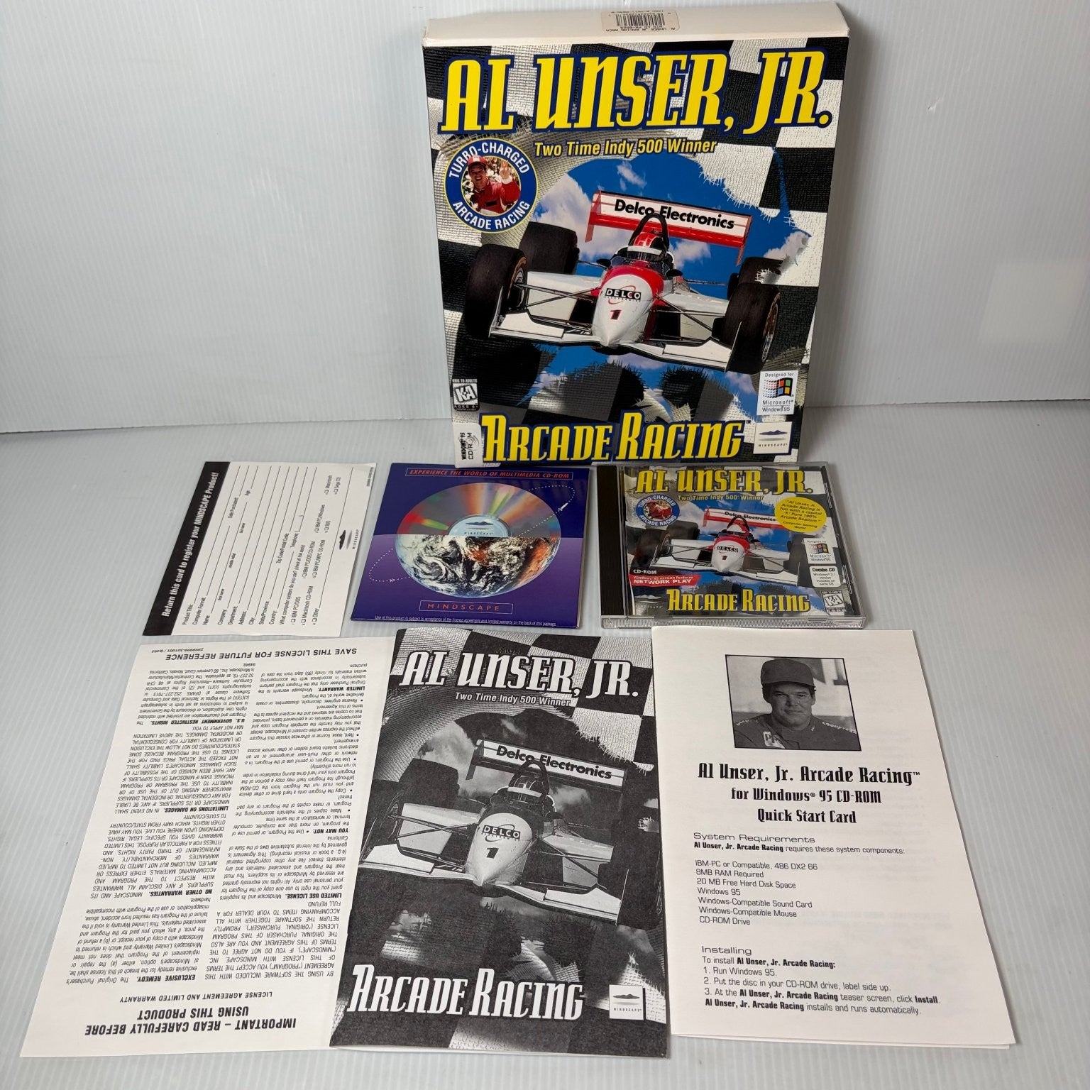 Al Unser, Jr. Arcade Racing Big Box PC CD-ROM Video Game Windows 95 Complete