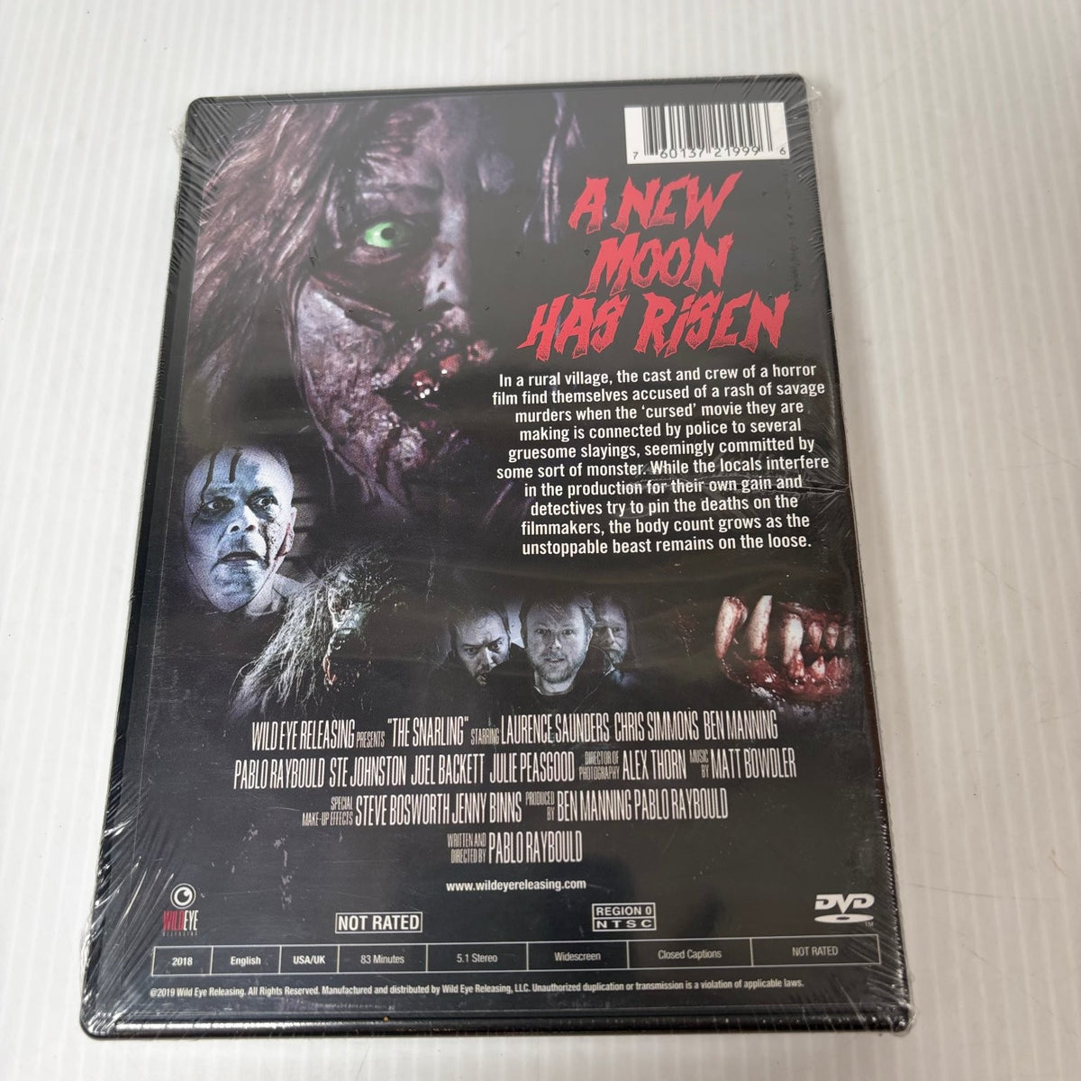 THE SNARLING DVD 2018 Pablo Raybould Horror Film Laurence Saunders Don't Cry