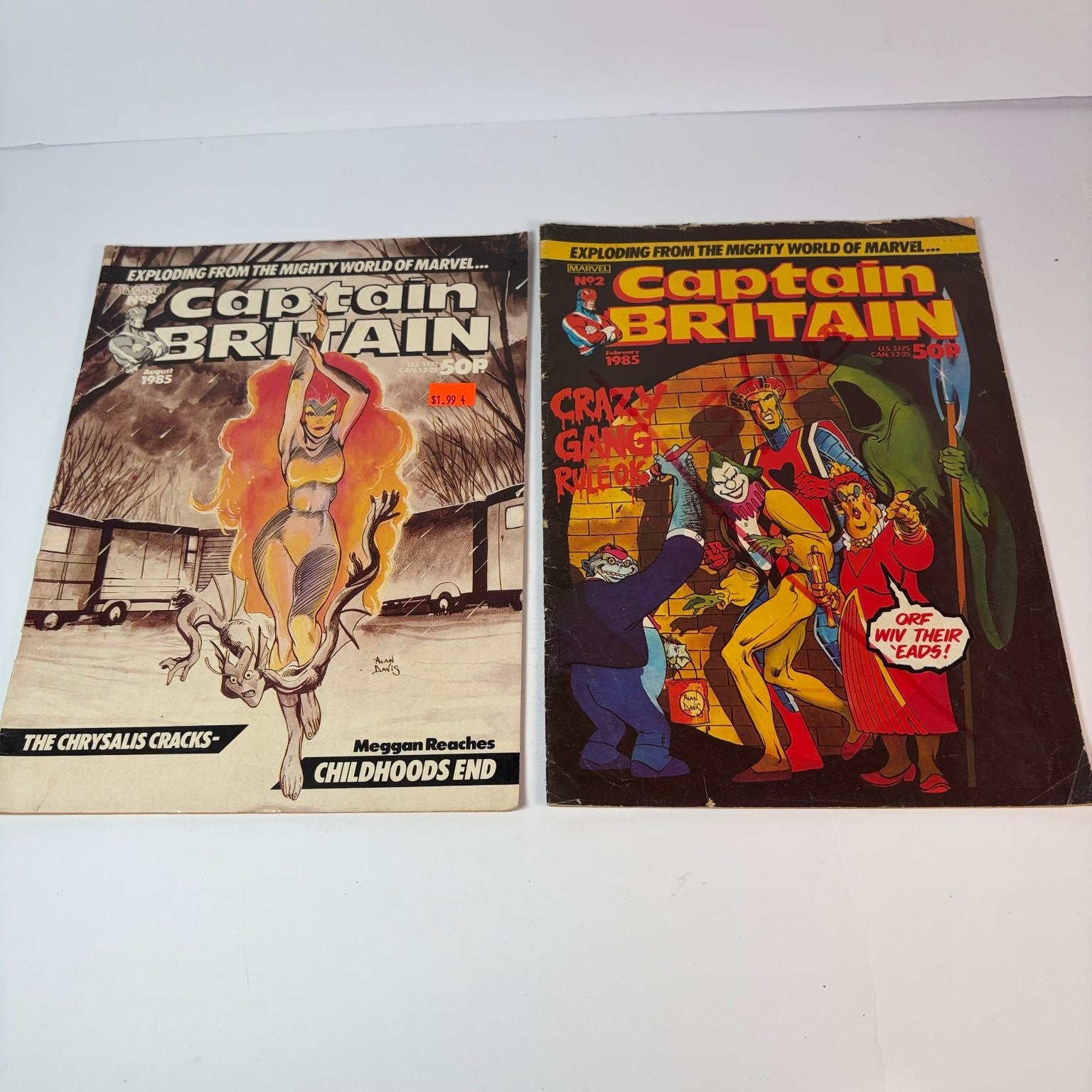 Captain Britain Magazine Lot 2 Issues 1985 Marvel Comics Alan Davis