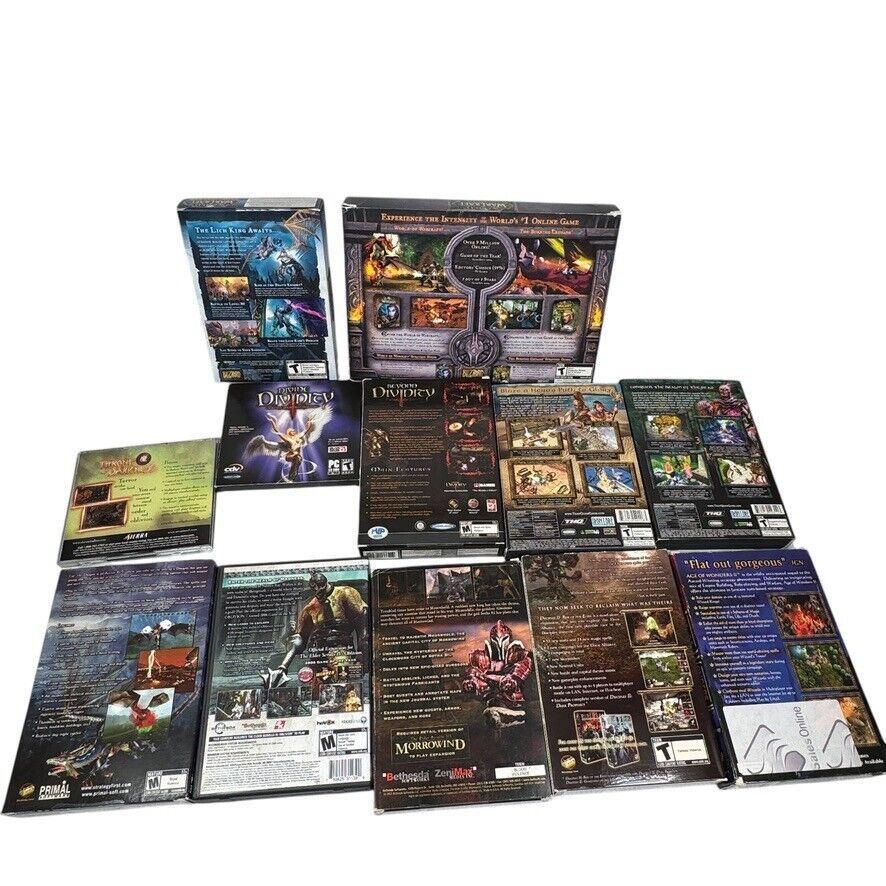 Lot of 12 RPG Strategy PC Games Complete World of Warcraft, Elder Scrolls & More