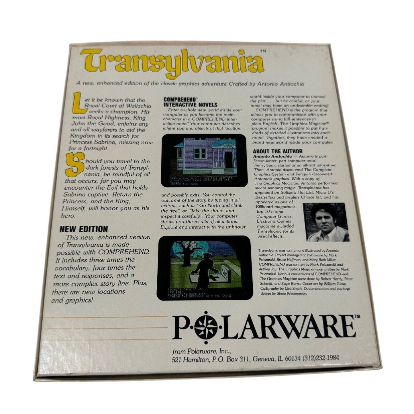 Transylvania Apple 64K Polarware Text Adventure Complete CIB Computer Game