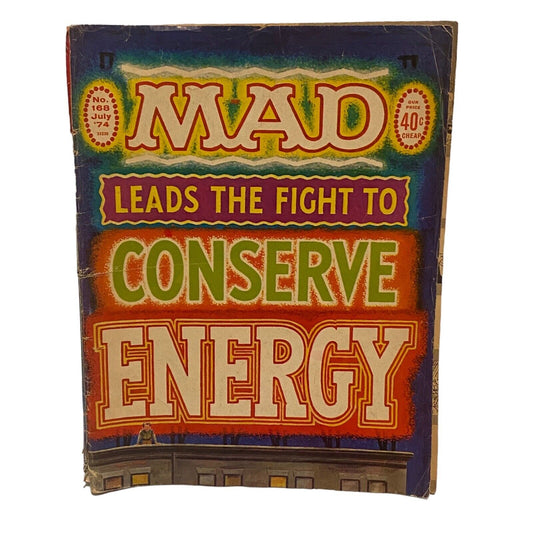 Vintage 1974 Mad Magazine, Conserve Energy Number 168 Detached Cover