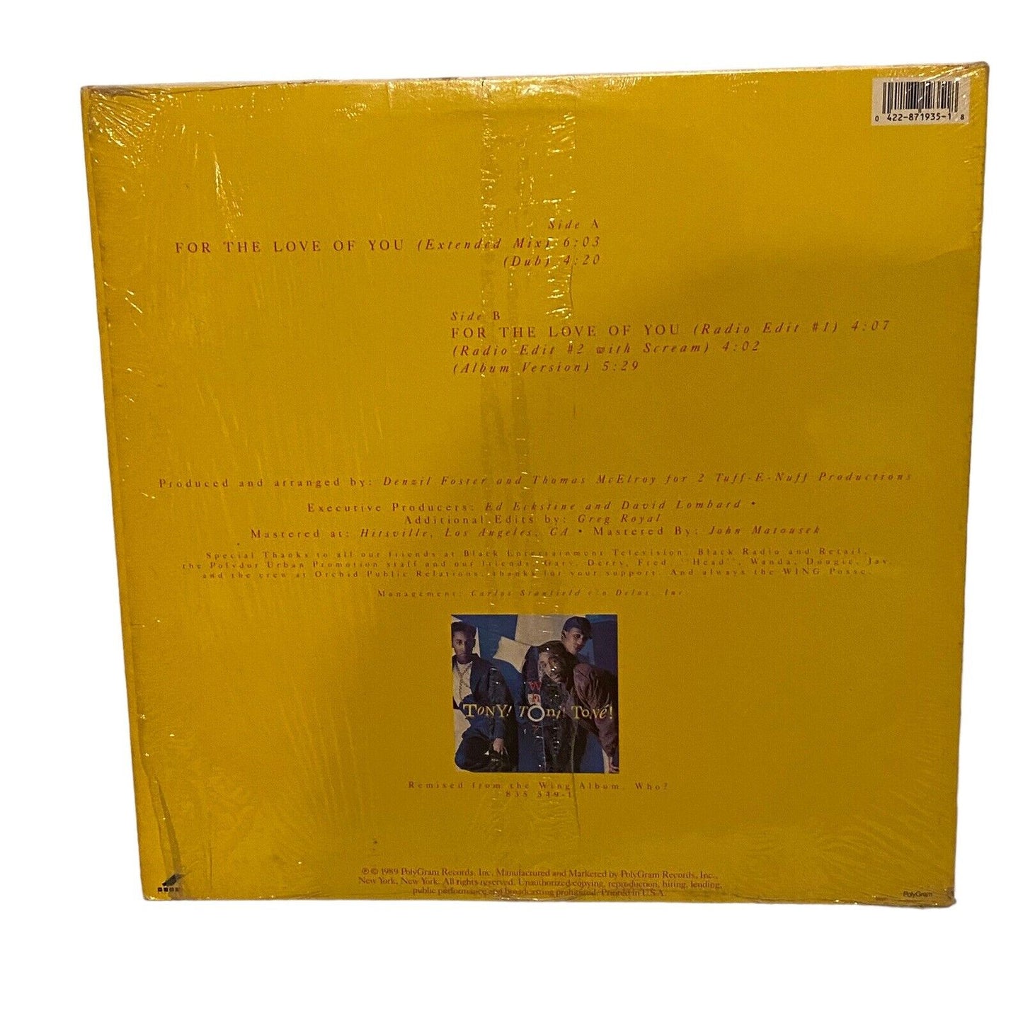 Tony! Toni! Toné! ‎– For The Love Of You - 12" Vinyl Single 1989 Ex