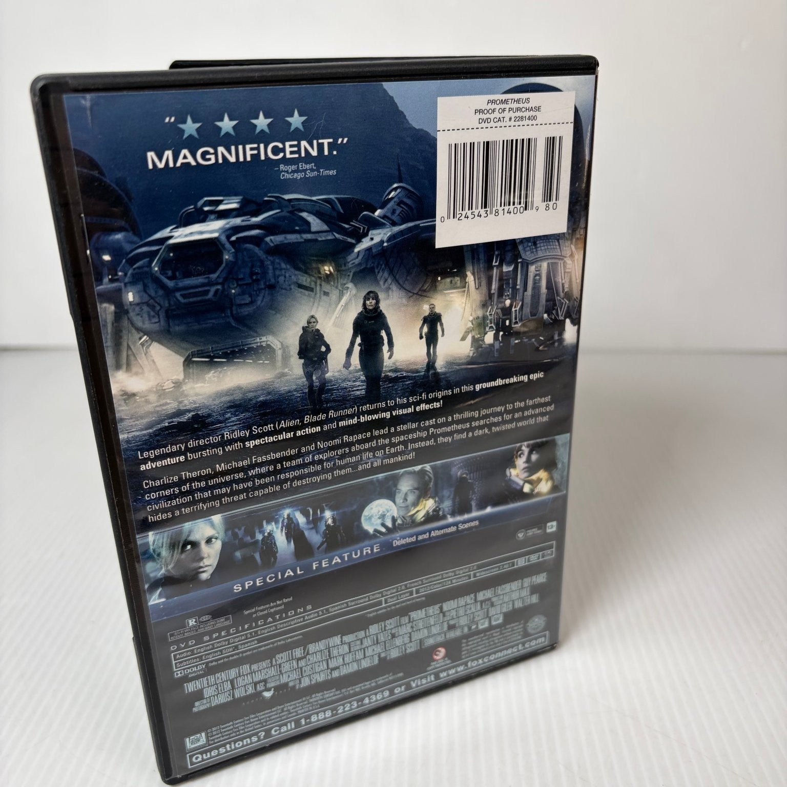 Prometheus DVD 2012 Ridley Scott Charlize Theron Fassbender Noomi Rapace Sci-Fi