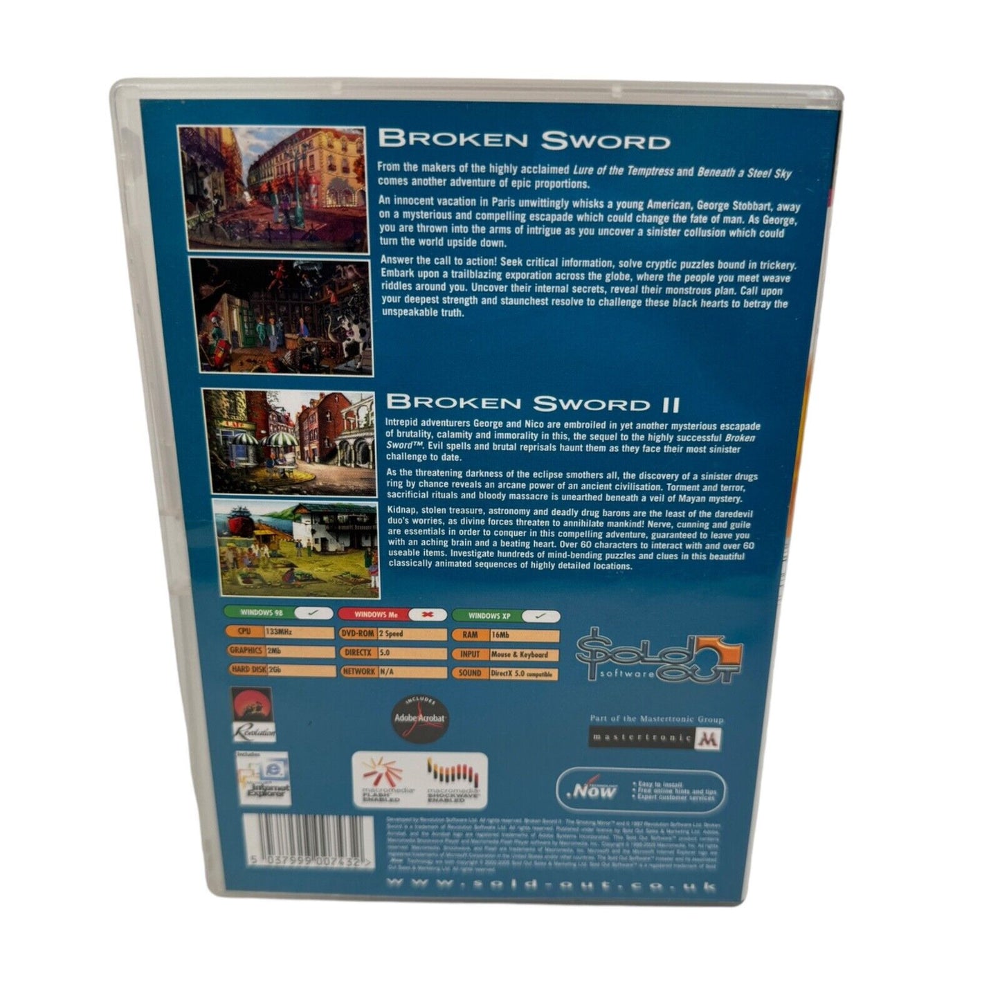 PC DVD-Rom Broken Sword & Broken Sword 2 Collection Sold Out Software