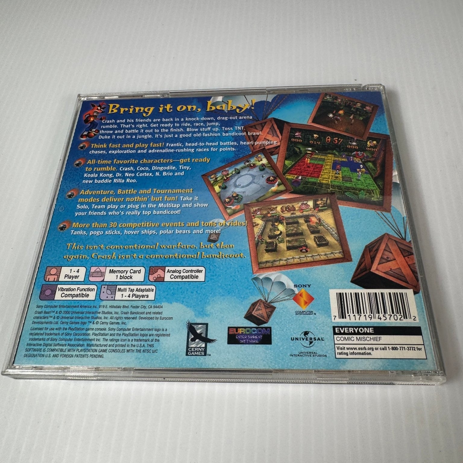 Crash Bash PlayStation Video Game Complete CIB (BL Manual, GH Case)