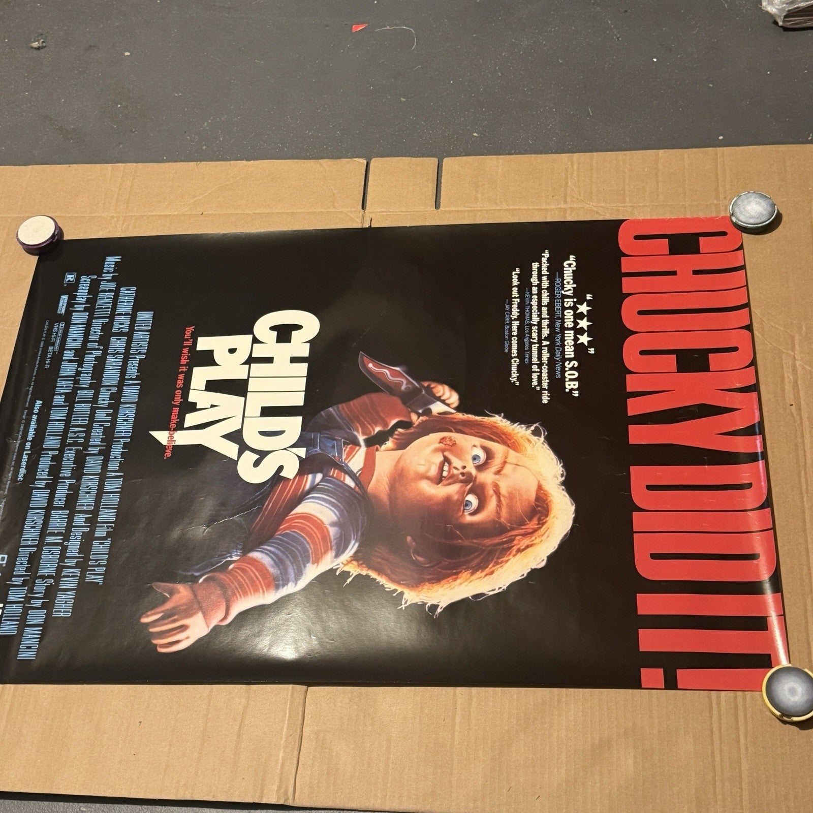 Vintage Child’s Play Movie Poster 1988 24x36 Chucky Did It Video Store One Sheet