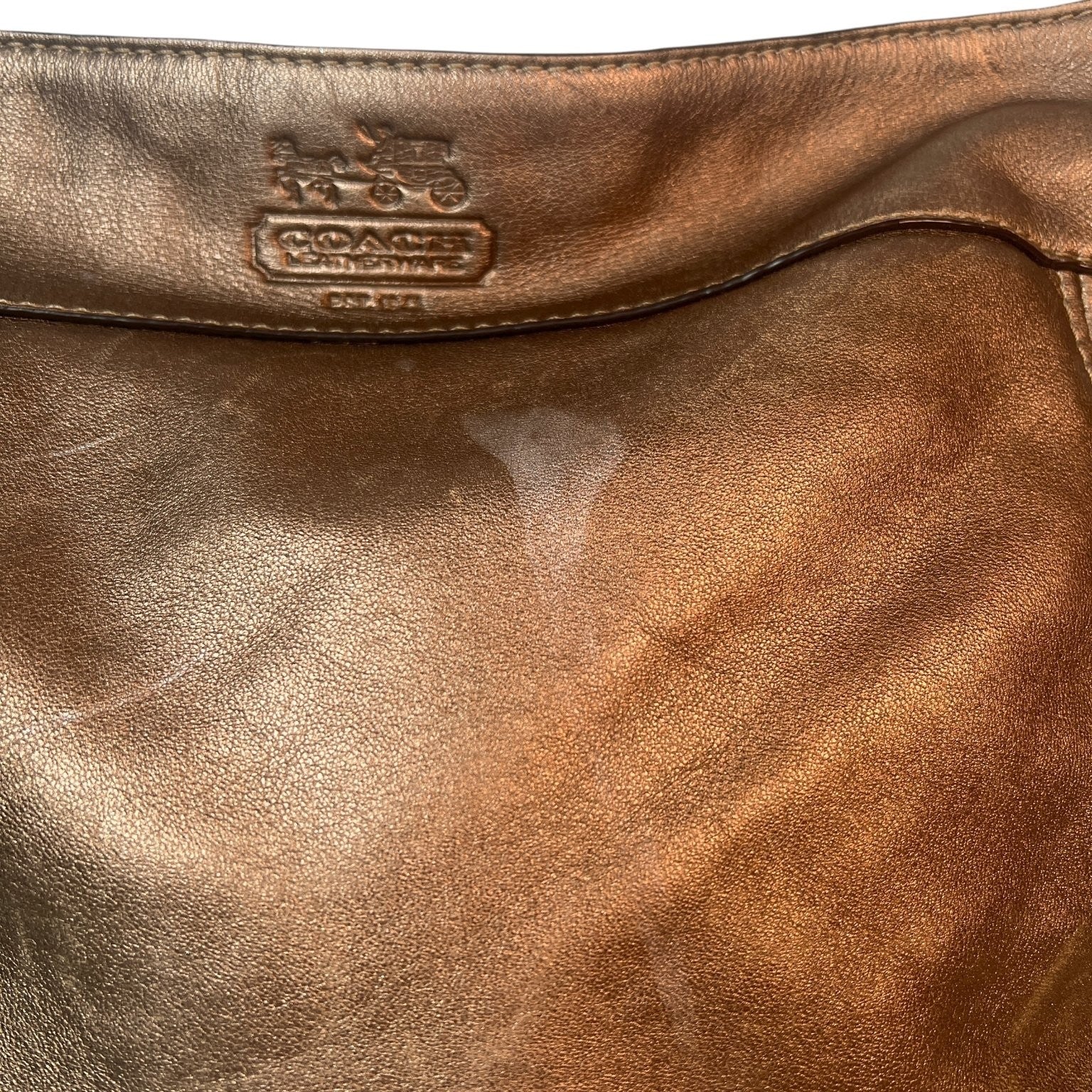 Y2K Coach Zoe Metallic Bronze Leather Hobo Handbag F0882-12671