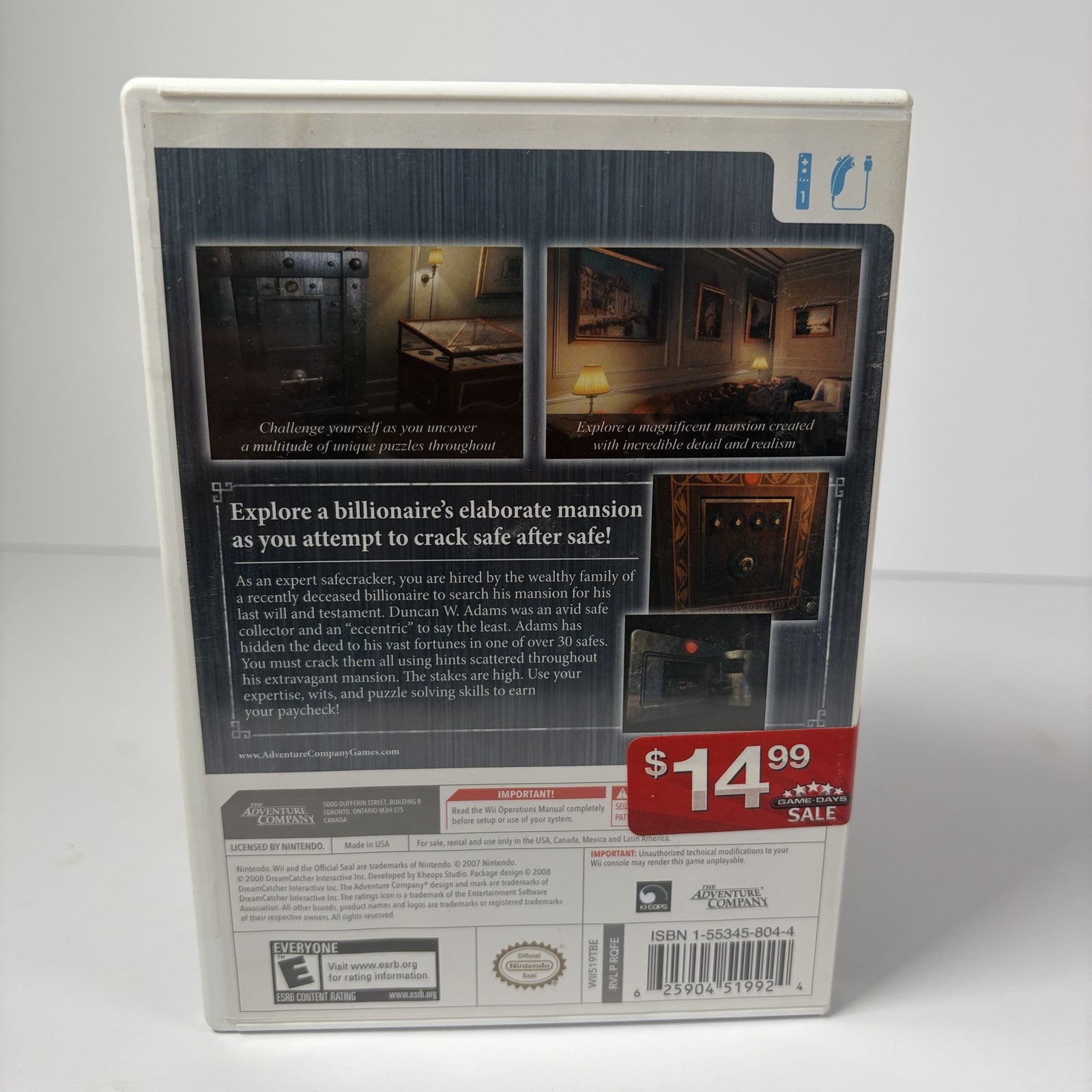 Safecracker The Ultimate Puzzle Adventure Nintendo Wii Game Complete w/ Manual