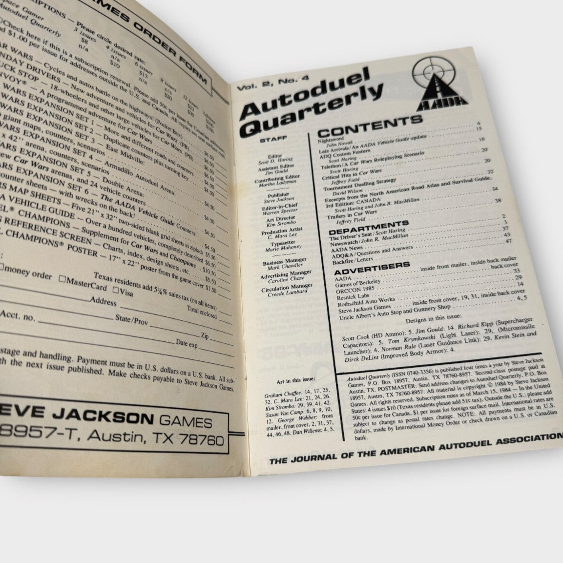 Autoduel Quarterly Volume 2 Full Set 2034 #1-4 1984 Car Wars Sourcebooks