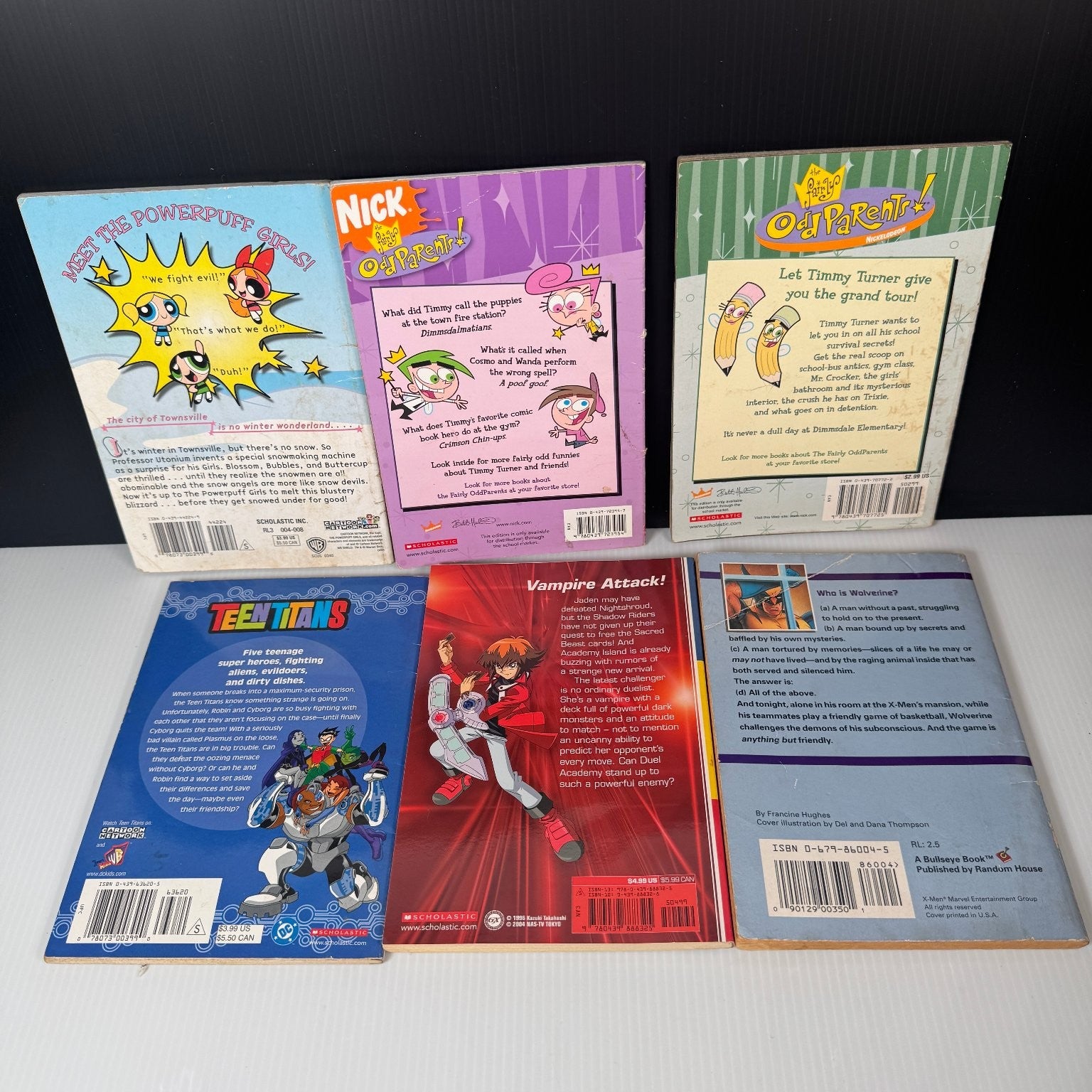 Vintage Scholastic Book Lot X-Men Wolverine Powerpuff Girls Fairly Odd Parents