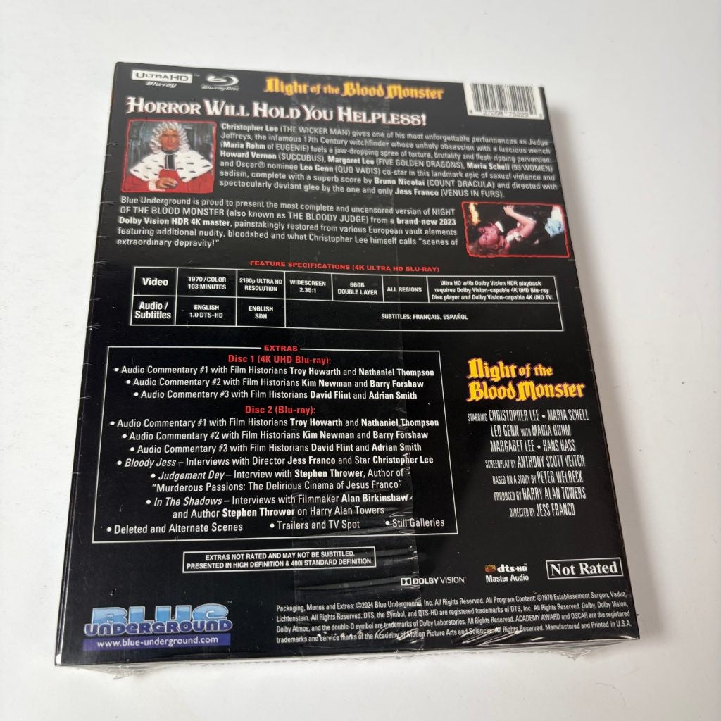 Night of the Blood Monster 4K Ultra HD + Blu-ray w/ Slipcover Jess Franco