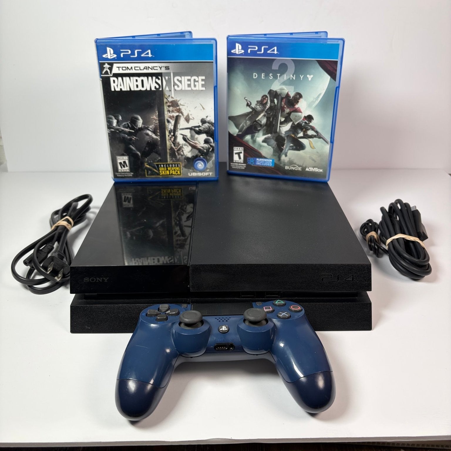 Sony PlayStation 4 PS4 CUH-1001A Black Console 500GB w/ Blue Controller & Games