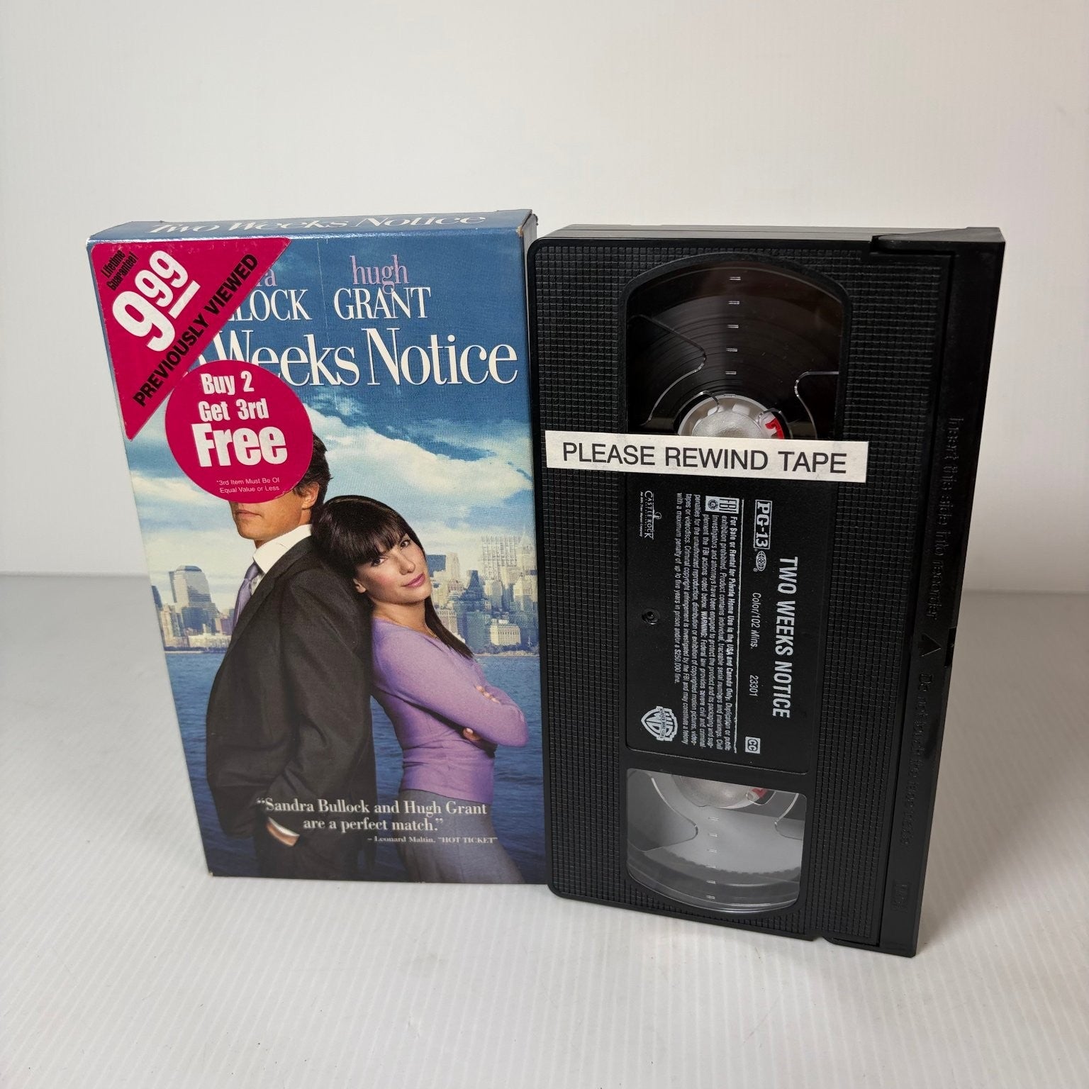 Two Weeks Notice VHS 2003 Romantic Comedy Bullock Grant Warner Bros. Original