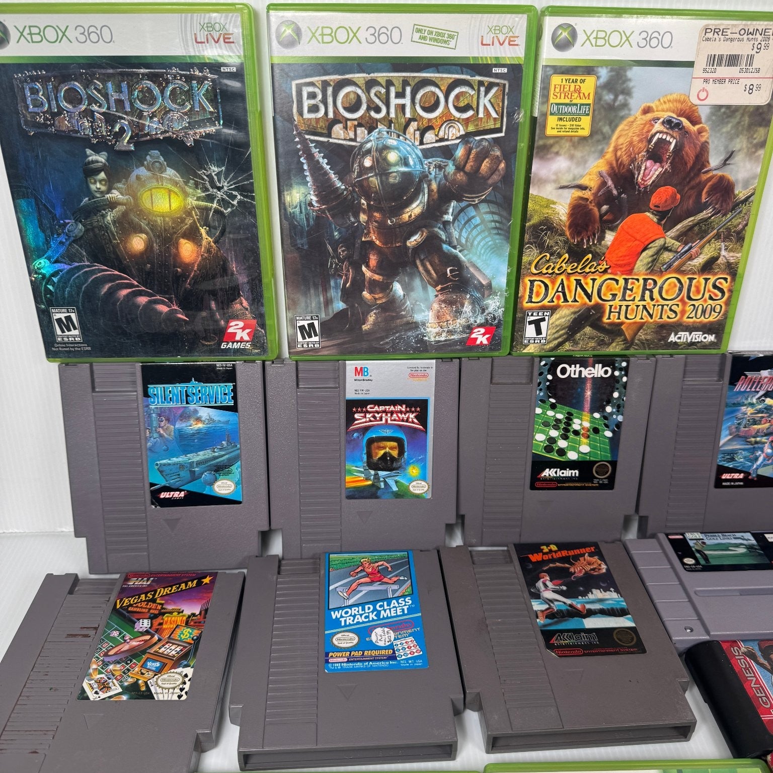 Mixed Lot of 20 Retro Games NES, Genesis, Xbox 360 & More Bioshock, Cabela's
