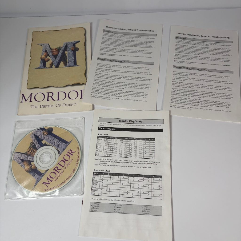Mordor The Depths of Dejenol PC CD Manual Decklin's Domain 2005 + Demise Demo