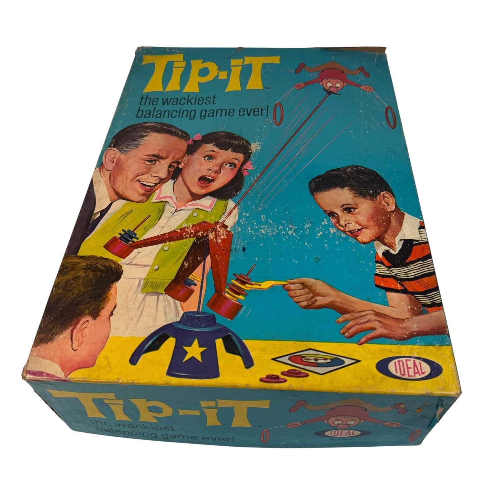 Vintage Tip-It Board Game Ideal 1960s Complete Family Balancing Game Retro Toy