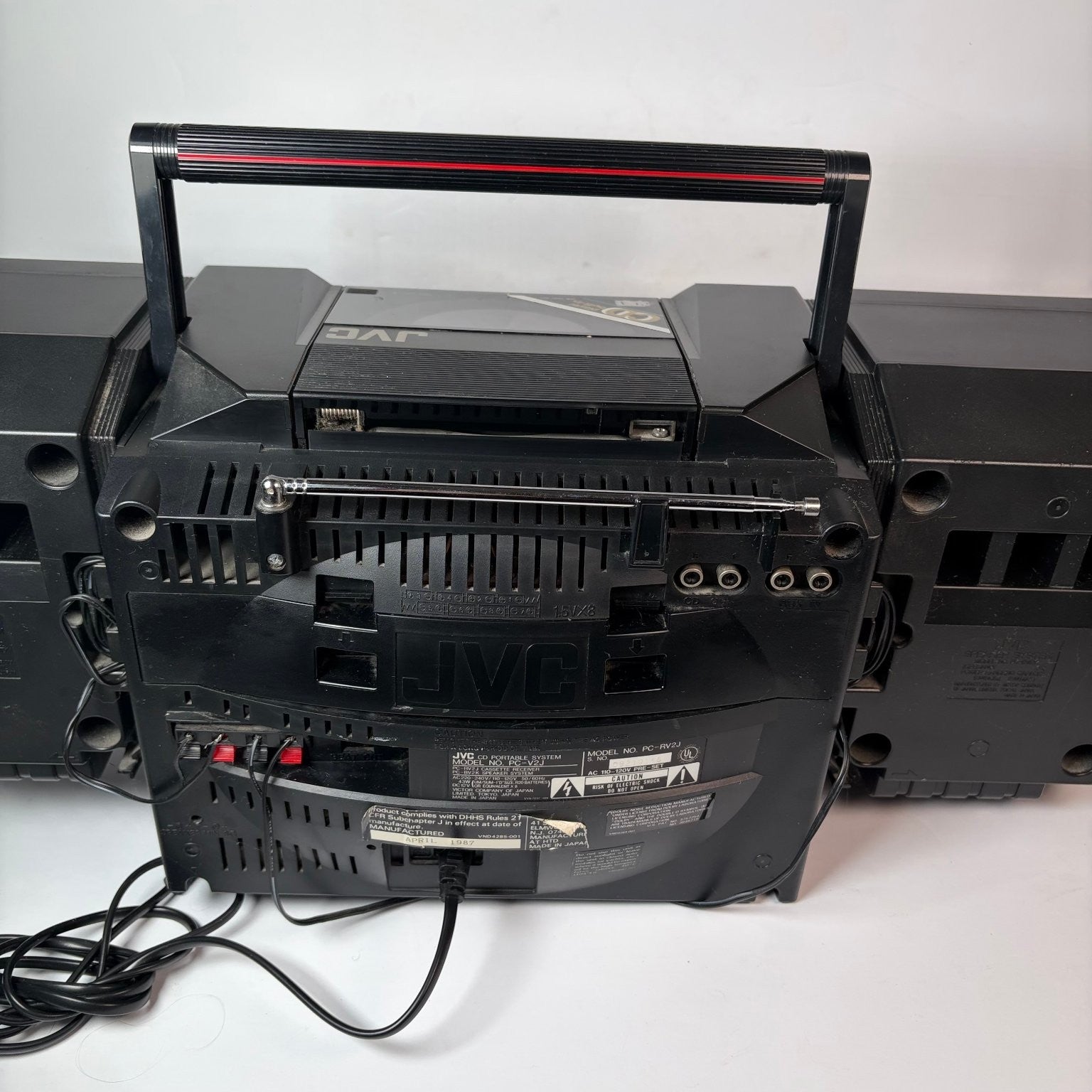 JVC PC-V2 Portable CD Cassette Boombox Radio Cassette Player Works No CD