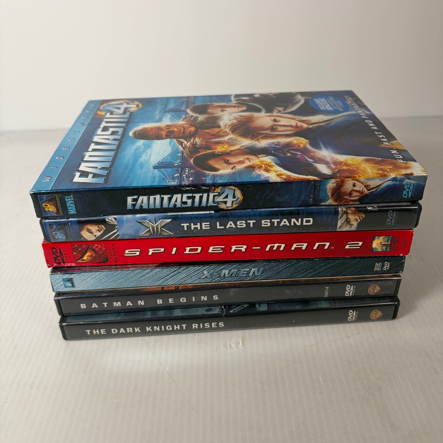 Lot of  6 Superhero DVDs Fantastic 4, Spider-man 2, Batman Begins, X-Men & More