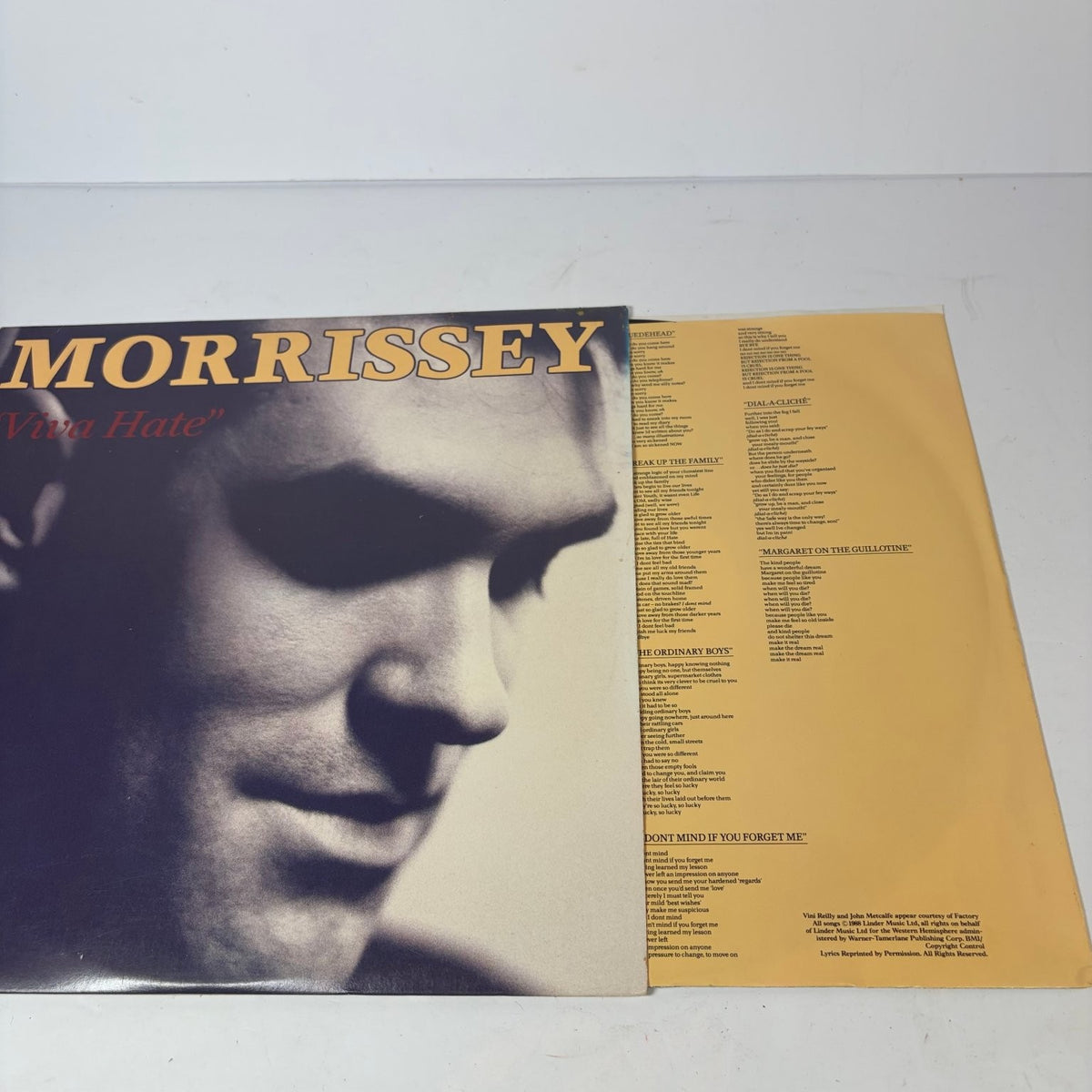 Morrissey - Viva Hate Vinyl LP 1988 Sire Records 1-25699 Original Pressing
