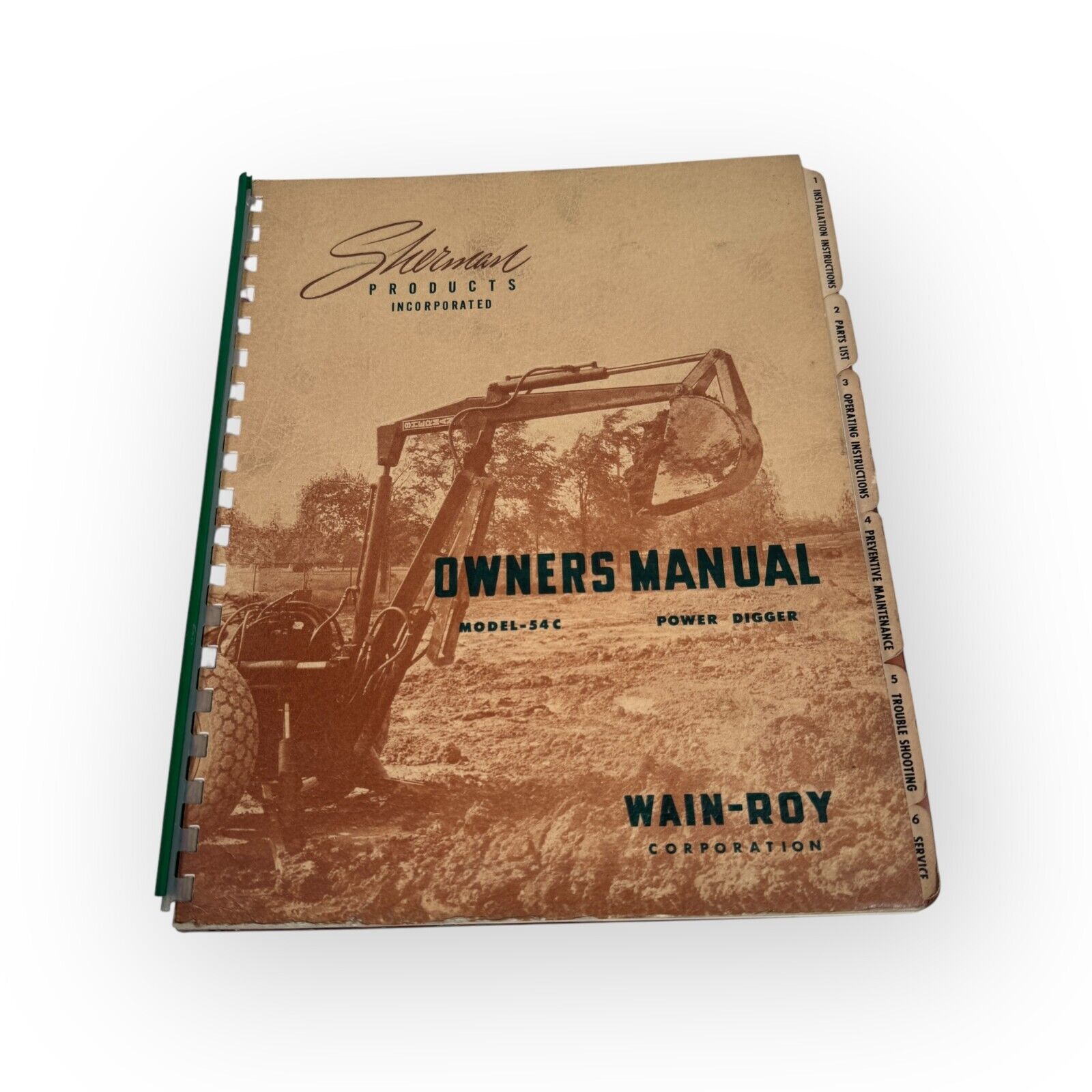 Sherman Model 54C Power Digger Owner's Manual Wain-Roy Sherman Products