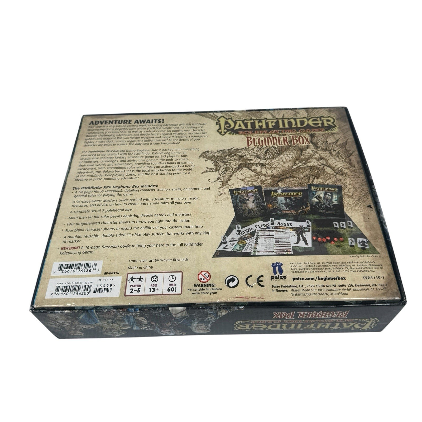 Pathfinder Roleplaying Game Beginner Box Incomplete (No Pawns, Map Or Dice)