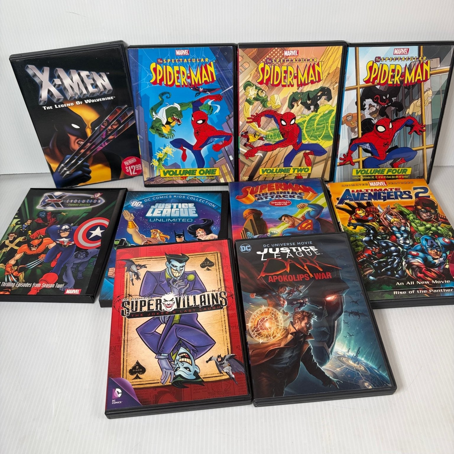 Marvel DC Comics Animated DVD Lot of 10 Spider-Man X-Men Avengers Justice League