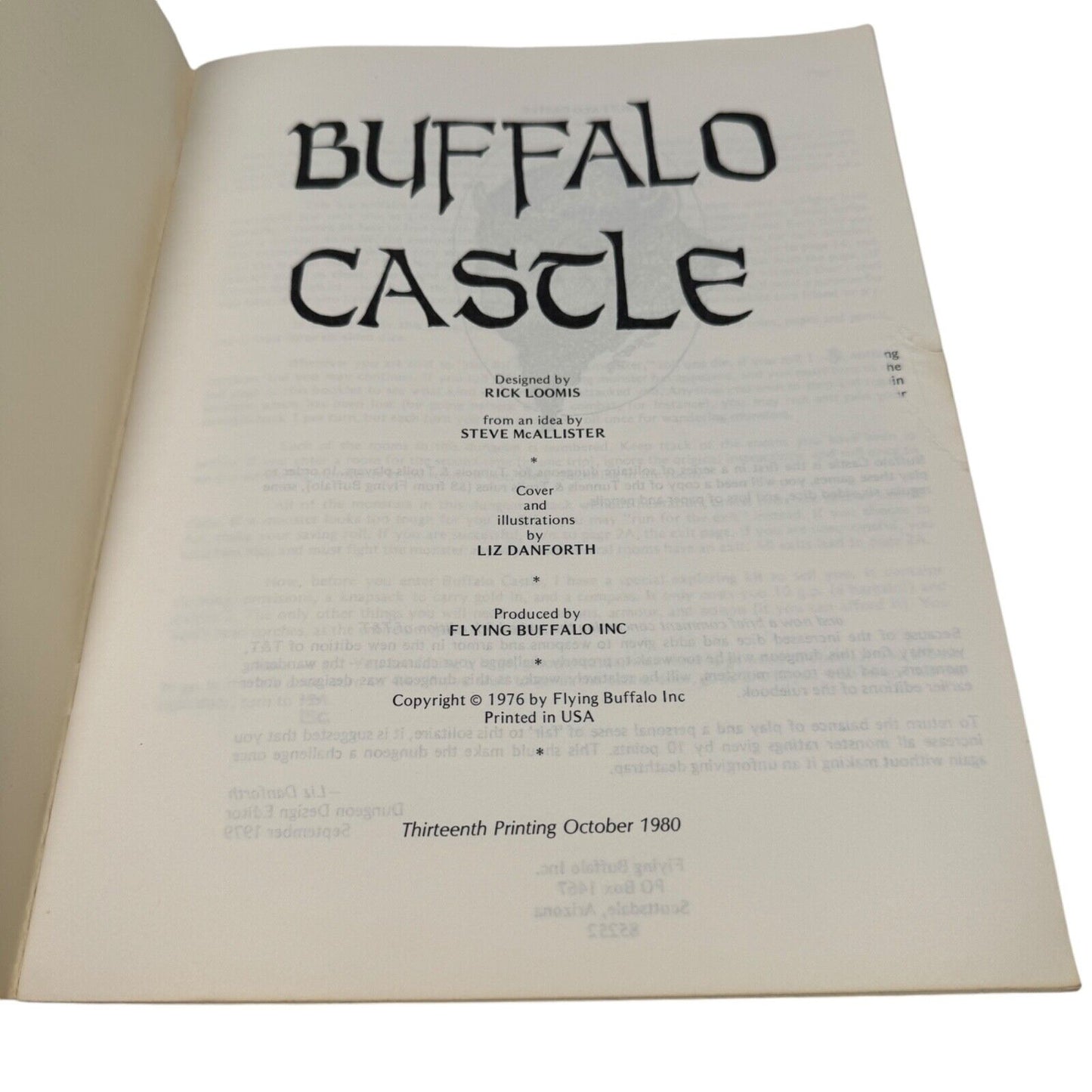 Buffalo Castle VTG 1976 Tunnels & Trolls Solo Adventure Flying Buffalo #8101