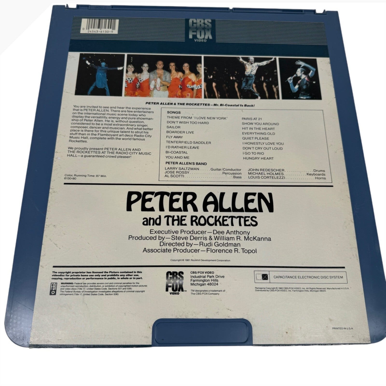 Peter Allen And The Rockettes CED VideoDisc RCA Selectavision CBS/FOX