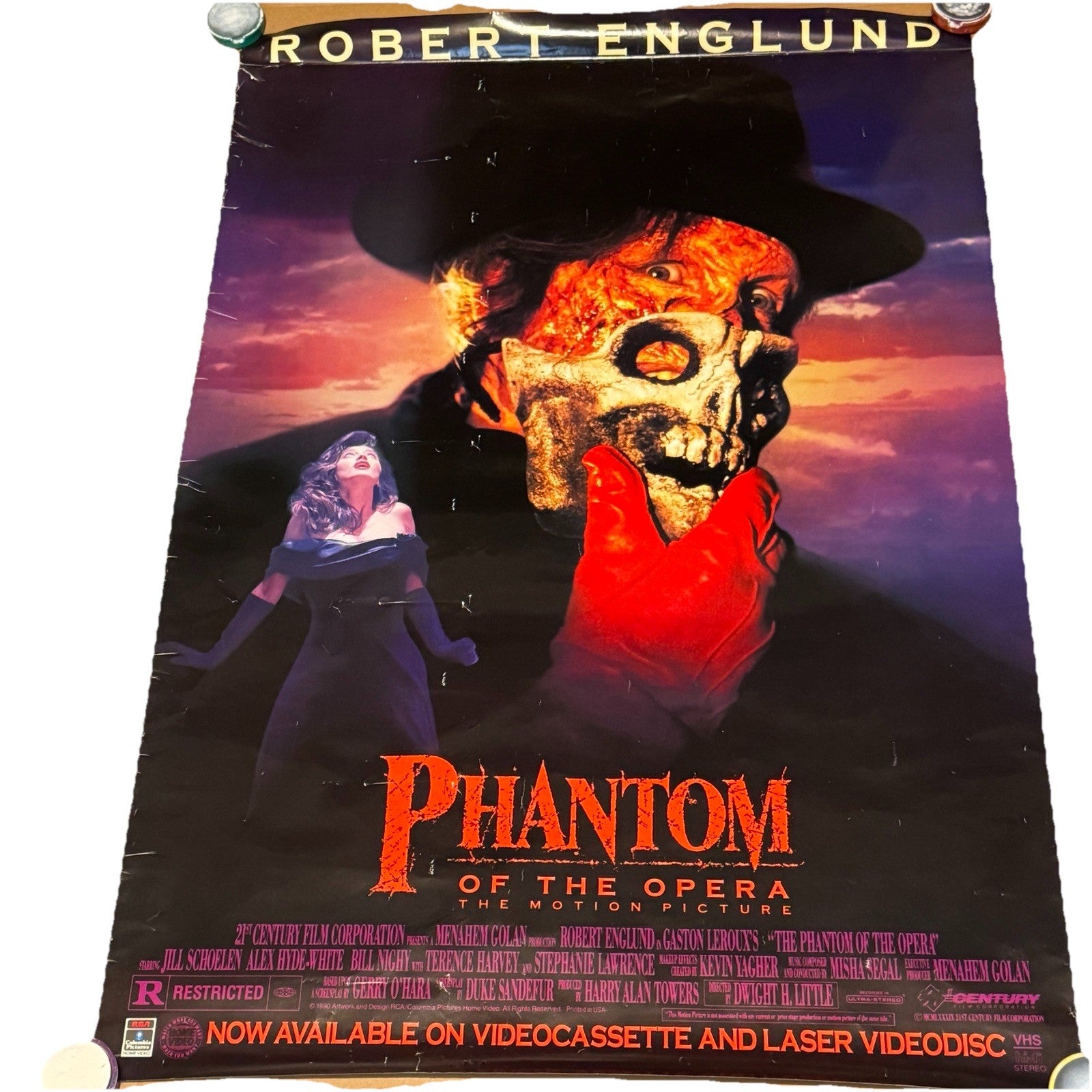 Vintage Robert Englund In Phantom Of The Opera Original Poster VHS Promo 40”x27”