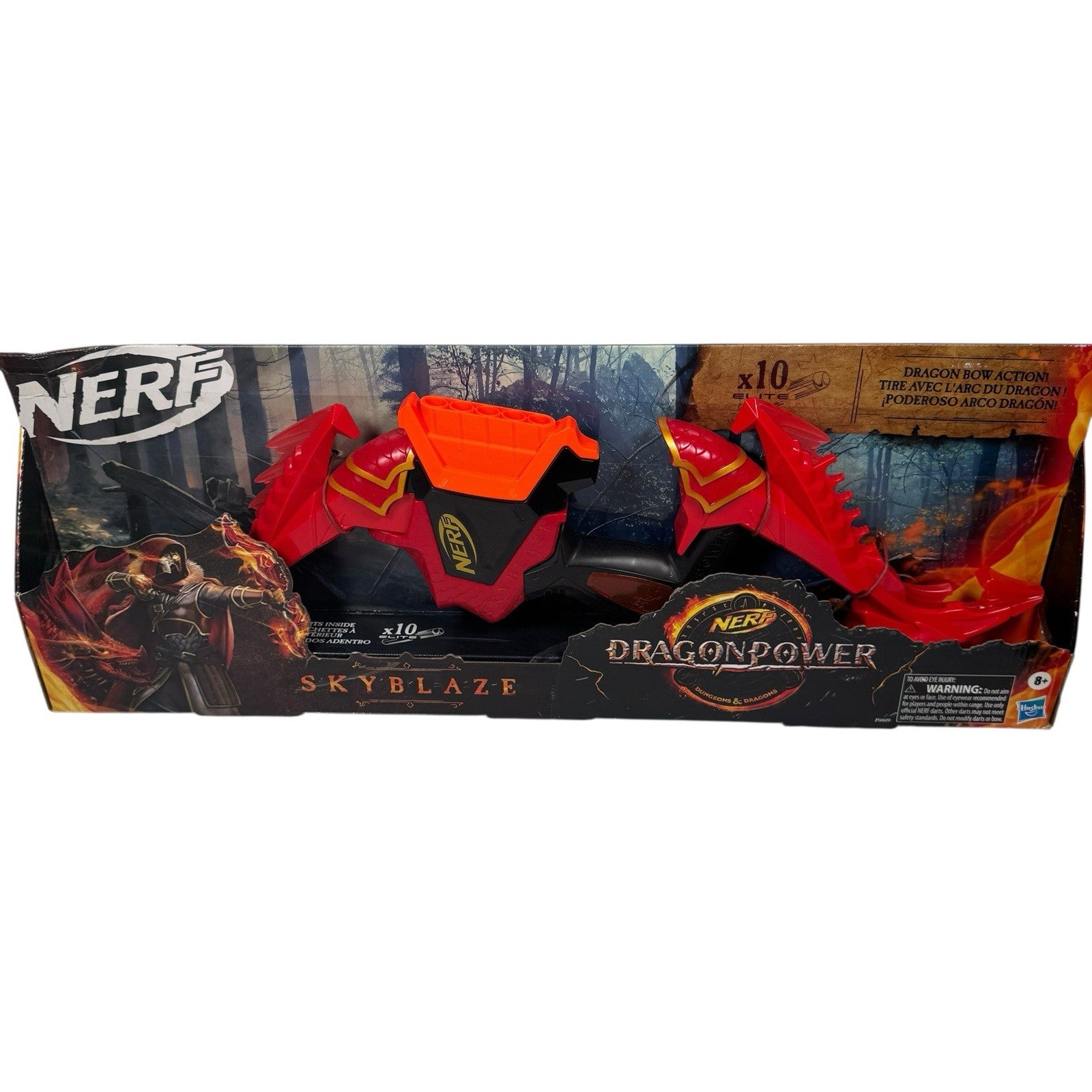 NERF DragonPower Skyblaze Dart Bow Blaster + 10 Darts Dungeons & Dragons Toy Gun