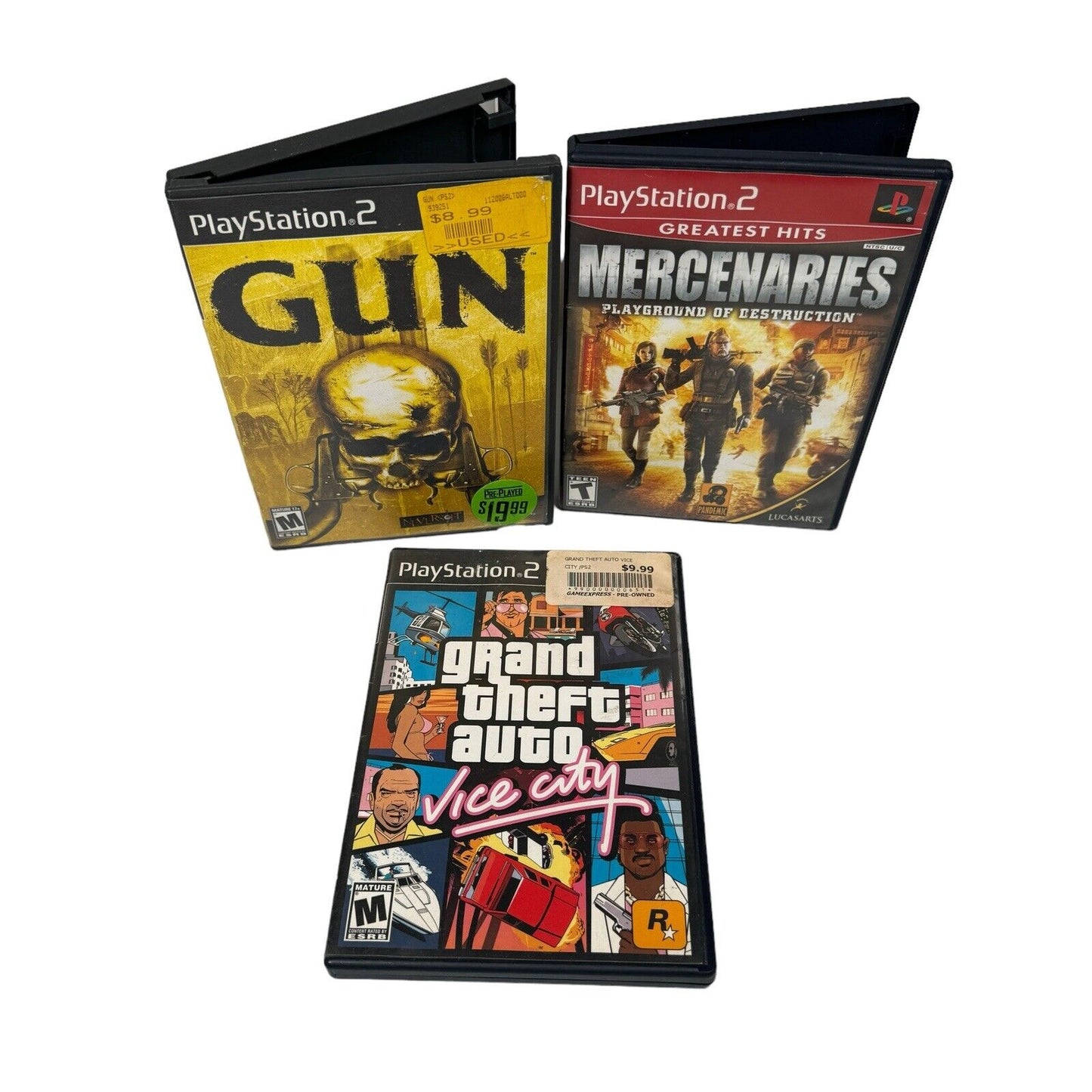 Mixed Lot Of 3 PS2 Games Gun Mercenaries & GTA Vice City