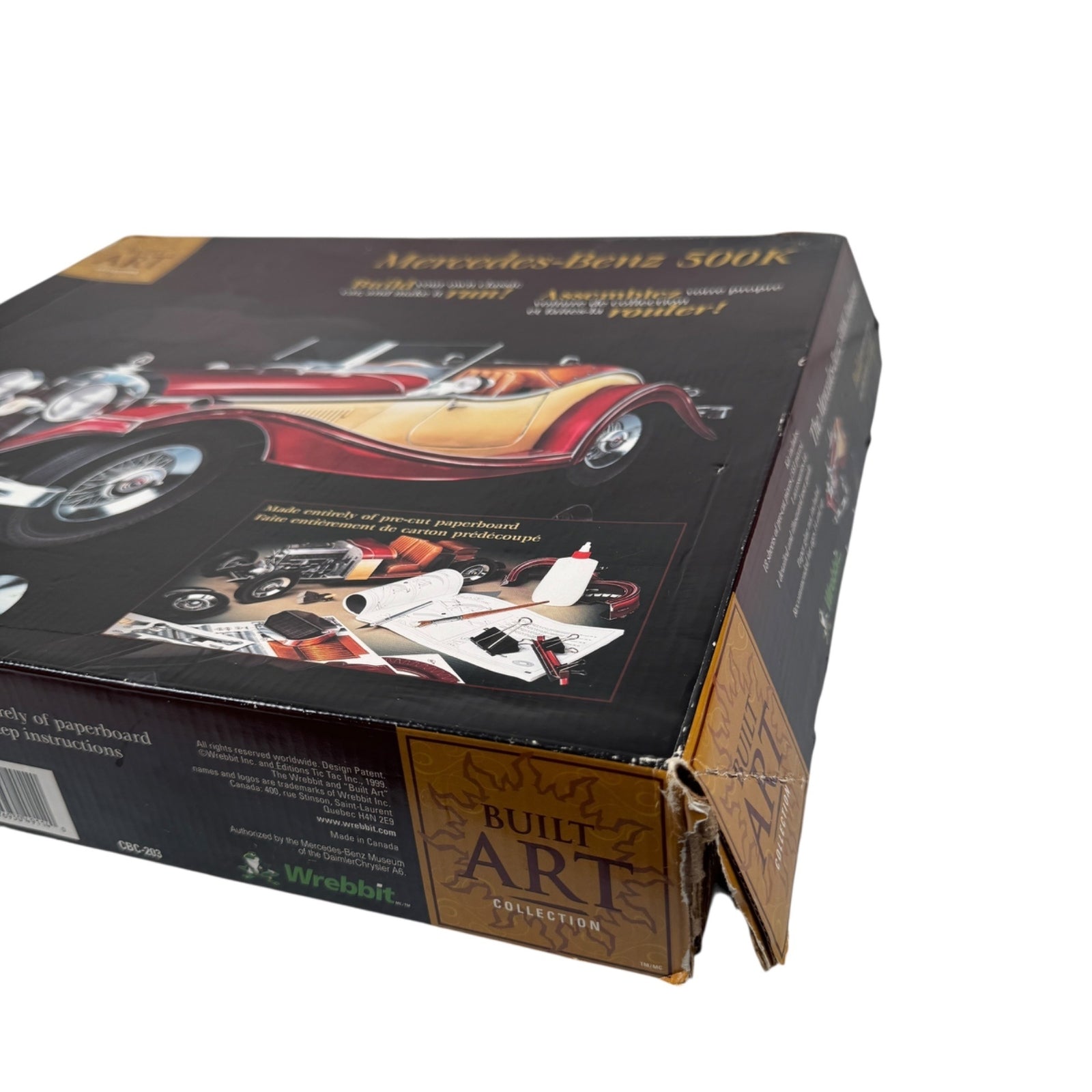 Wrebbit Mercedes-Benz 500K Roadster 3D Puzzle 1:18 Scale Paperboard Kit Open Box