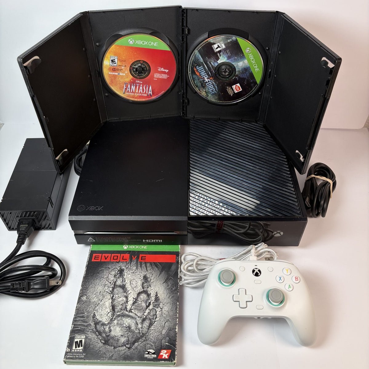 Xbox One Black 500GB Console with Gamesir Wired Controller & 3 Games