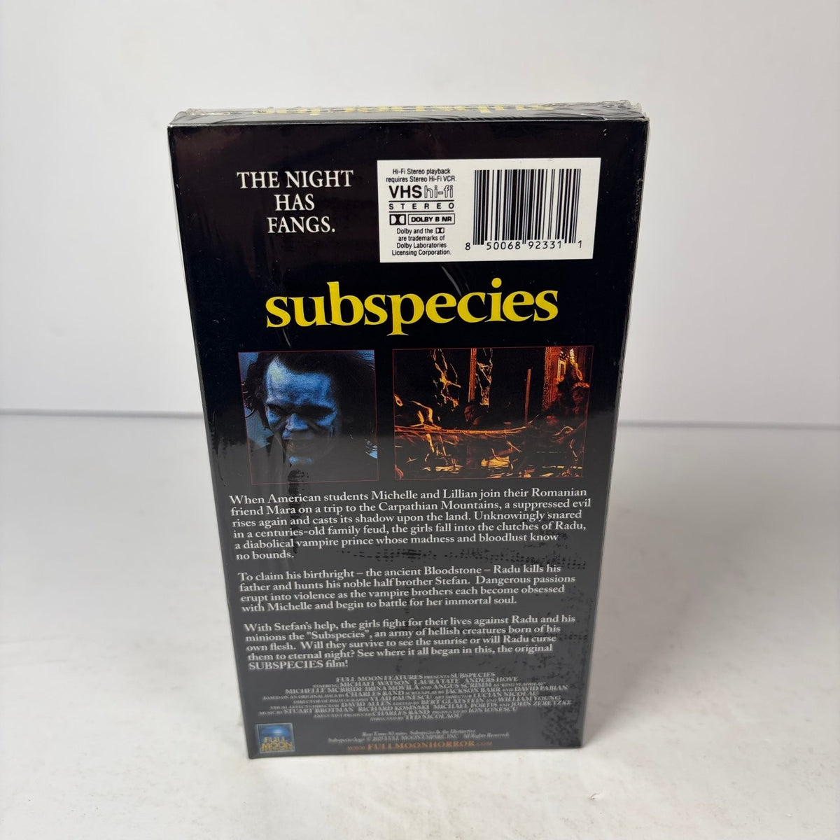 Subspecies VHS Tape 2025 Release "The Night Has Fangs" Full Moon Features Horror