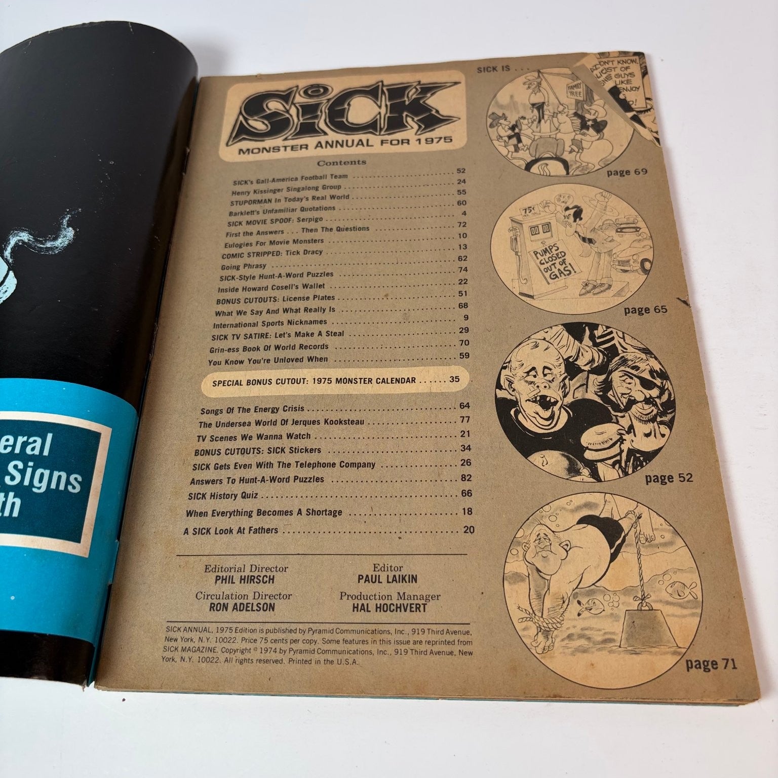 Sick Magazine 1975 15th Monster Annual Cartoon Humor Satire Calendar