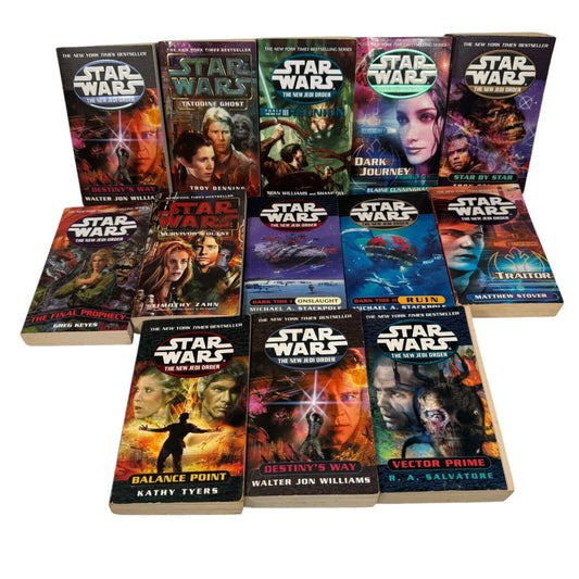 Lot of 13 VTG Star Wars Paperback Books The New Jedi Order Dark Tide & More