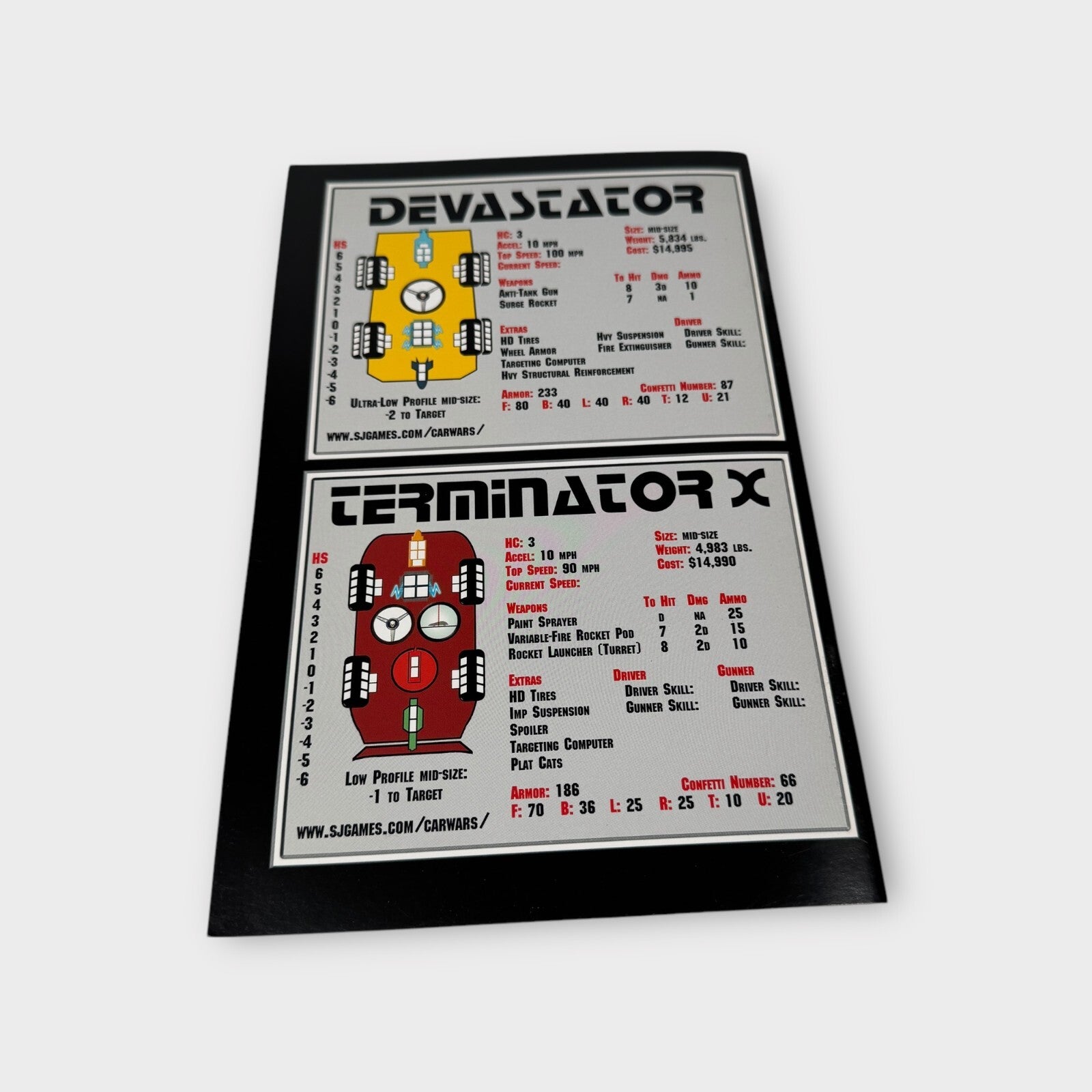 Car Wars Arena Book 1 Steve Jackson Games 40-2001 Uncut Devastator Terminator X