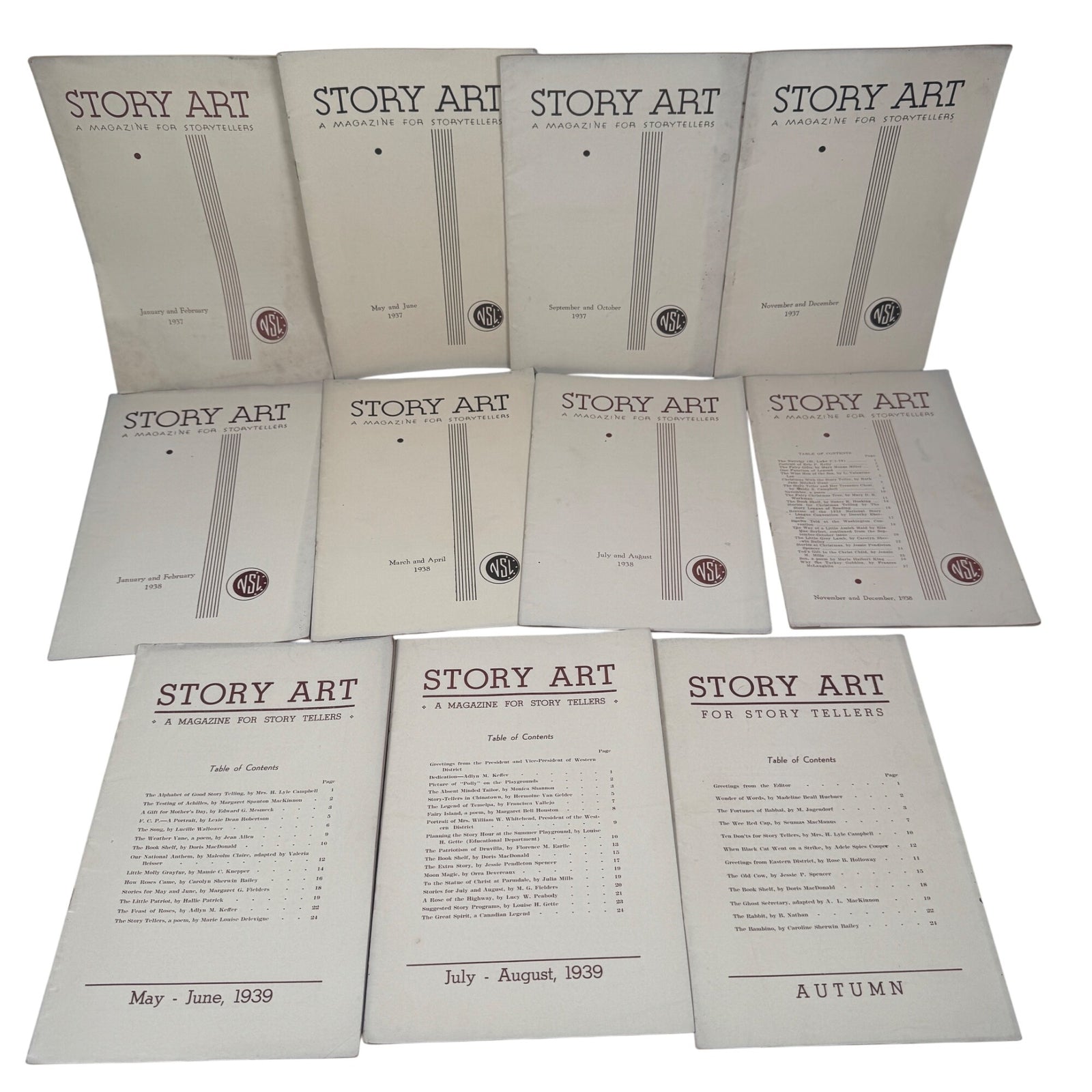 Story Art Magazine Mixed Lot (1937-1939) National Story League Altoona Pre-war